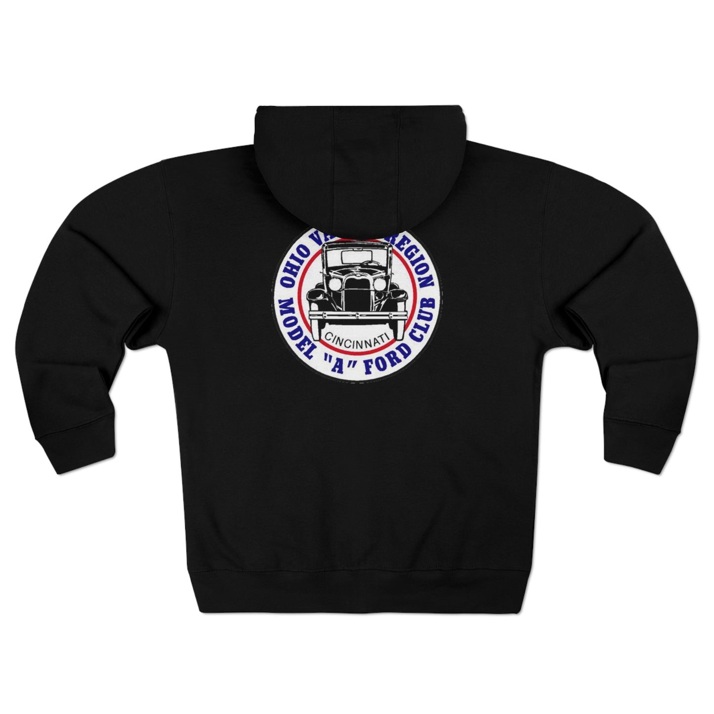 Ohio Valley Region Model A Ford Club (front and back logo) Unisex Zip Hoodie