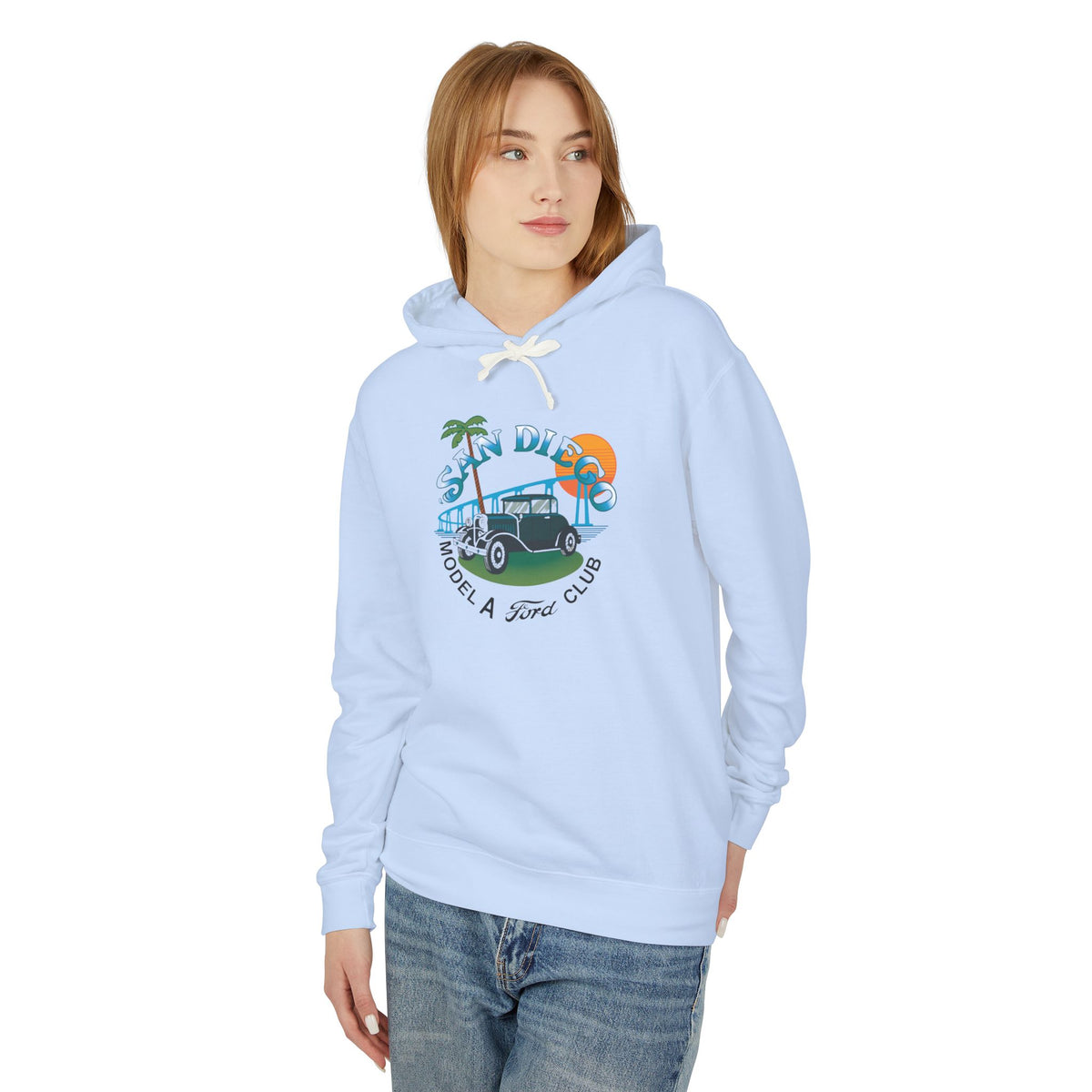 San Diego Model A Ford Club Hoodie — Unisex Lightweight Hooded Sweatshirt