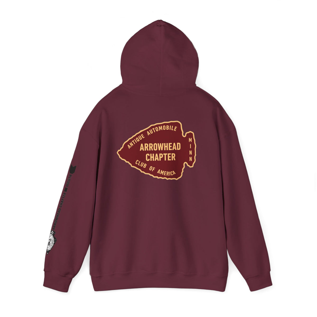 Arrowhead Chapter AACA Club Hoodie — "I'd Rather Be in My Antique Car" plus Sleeve and Back Images