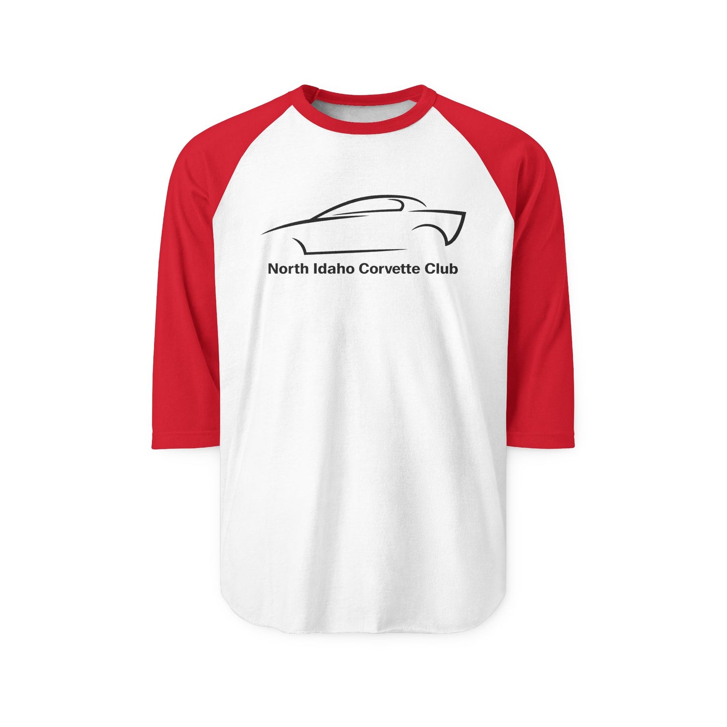 North Idaho Corvette Club Raglan Shirt — 3/4 Sleeve Car Club Tee