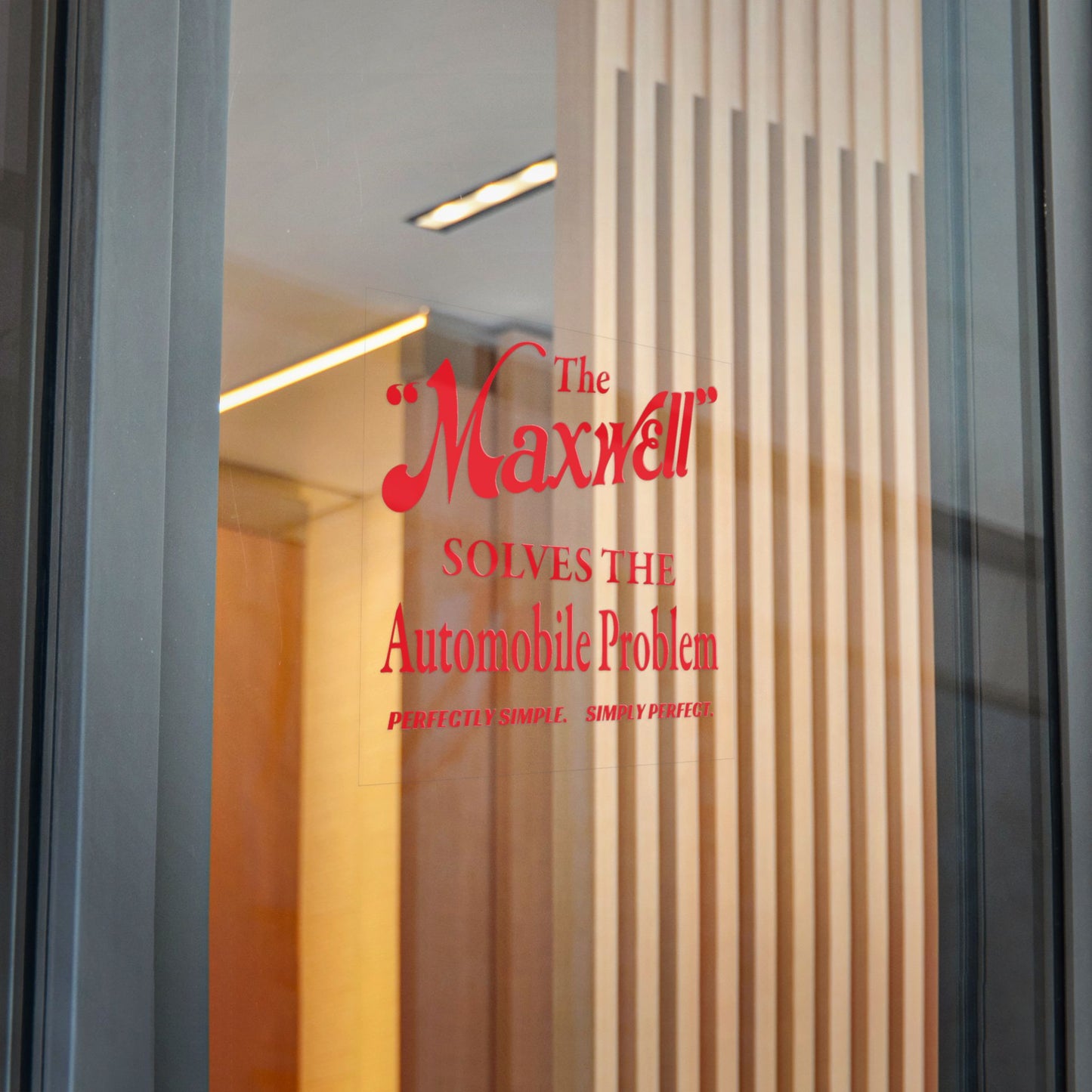 "The Maxwell" Solves the Automobile Problem — Die-Cut Sticker (Vintage Red Graphic)