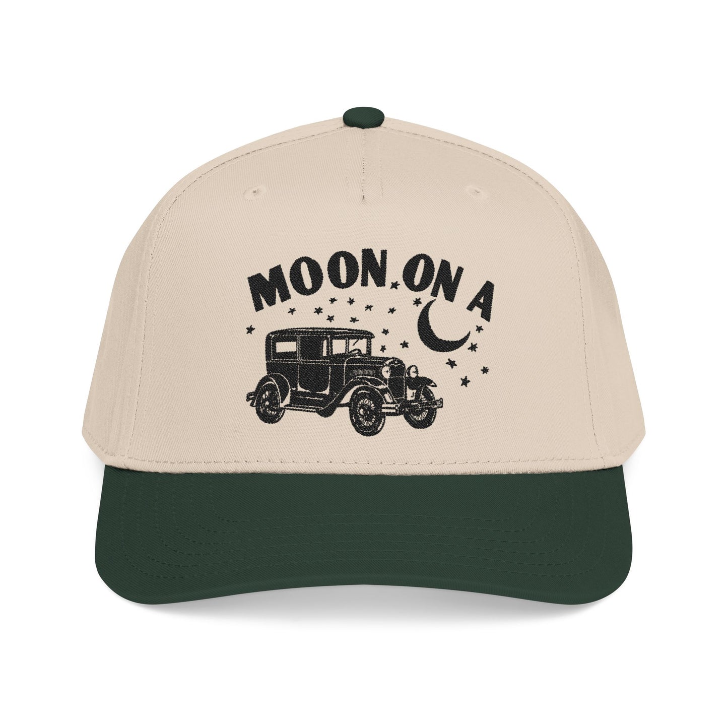 Moon On A - Embroidered Mid Profile Baseball Cap