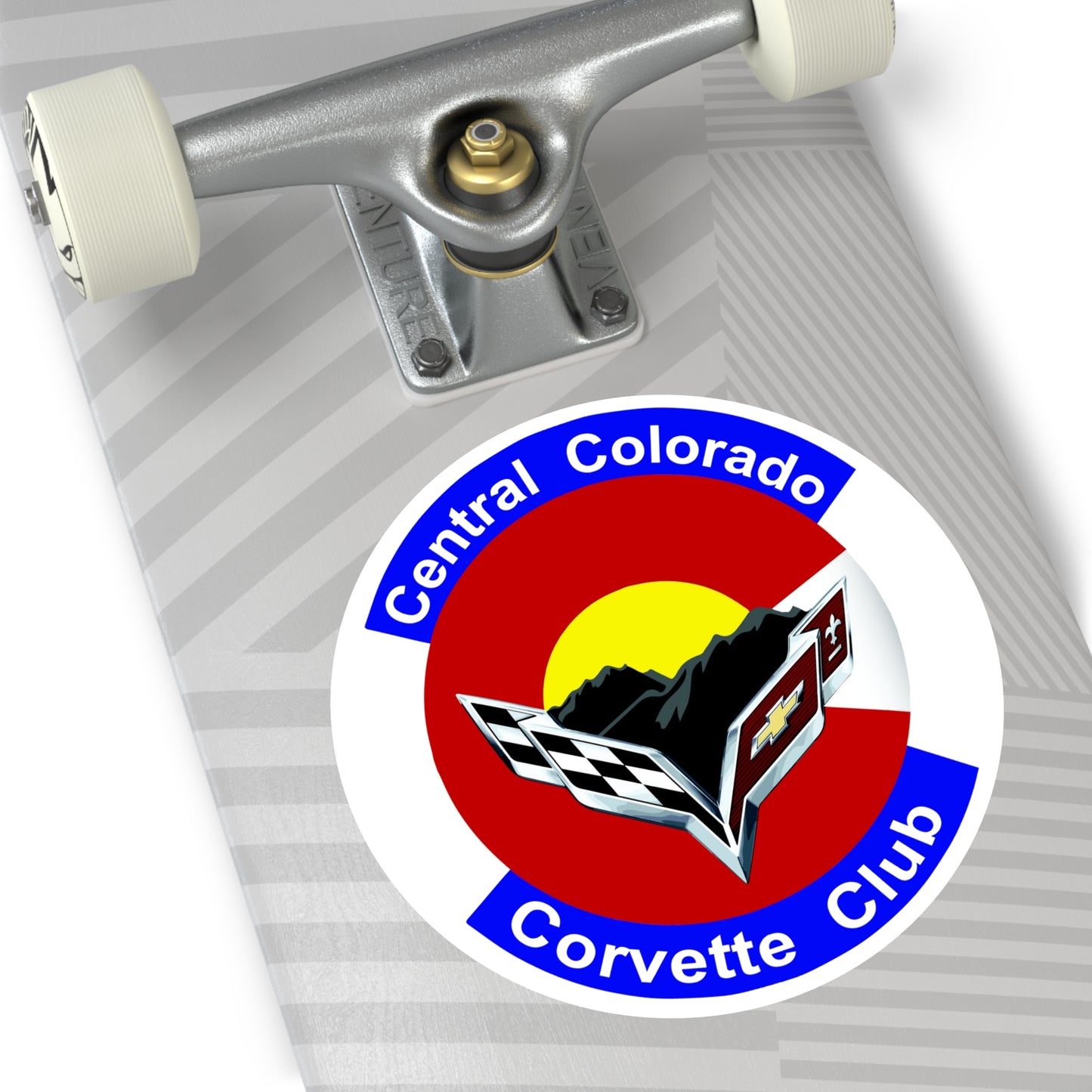 Central Colorado Corvette Club Round Vinyl Sticker — Car Club Emblem