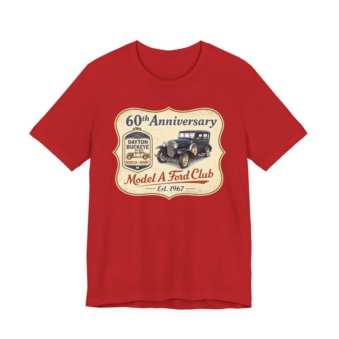 Dayton Buckeye Model A Ford Club 60th Anniversary Tee (LTG) - Unisex Jersey Short Sleeve Tee