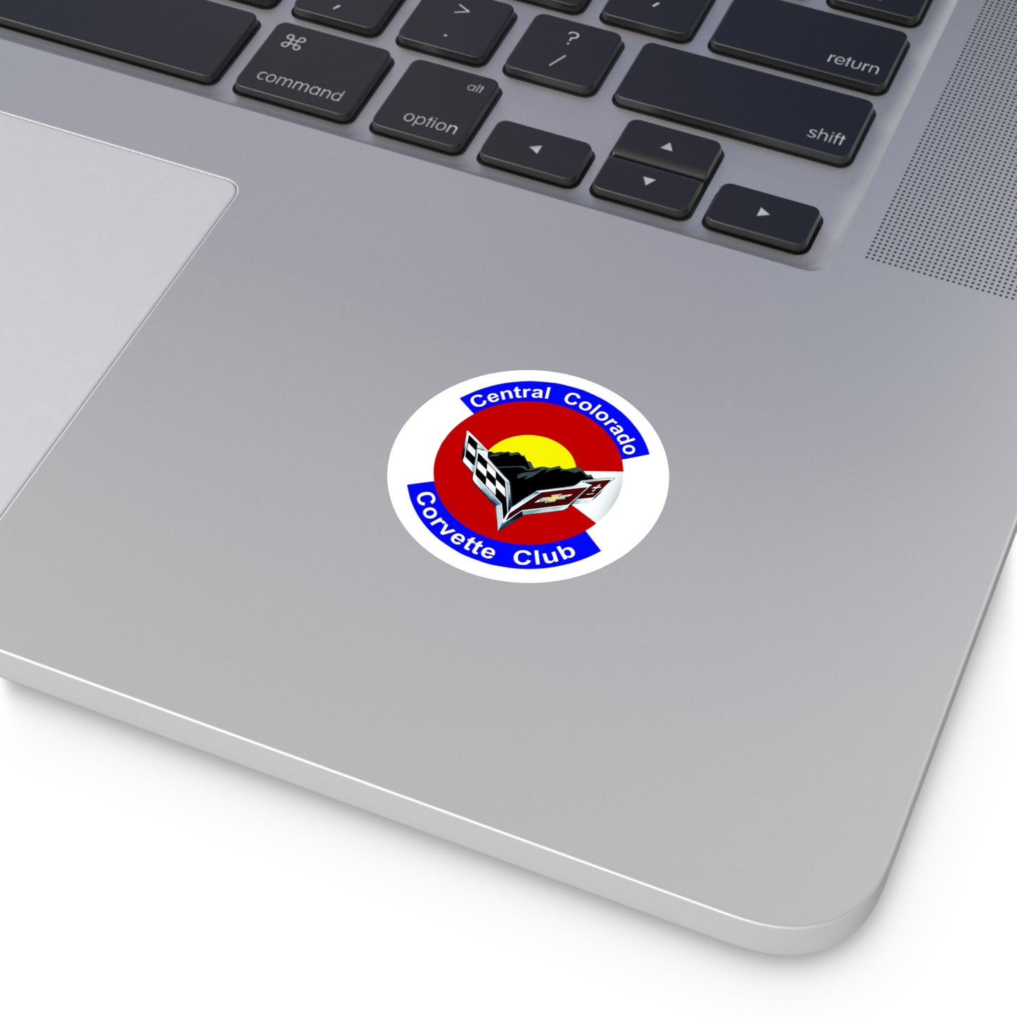 Central Colorado Corvette Club Round Vinyl Sticker — Car Club Emblem