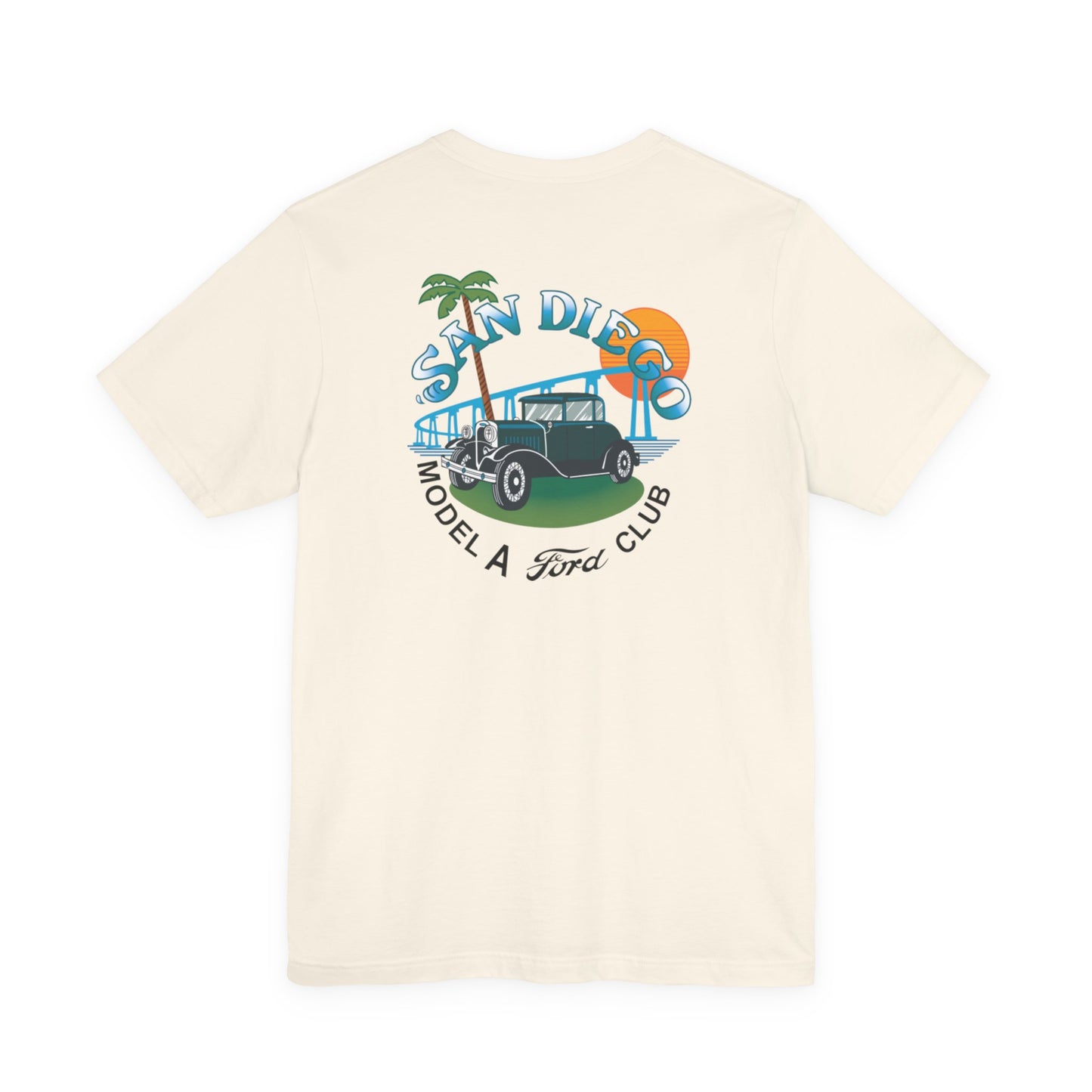 San Diego Model A Ford Club Tee — Small Logo on Chest and Large Logo on Back