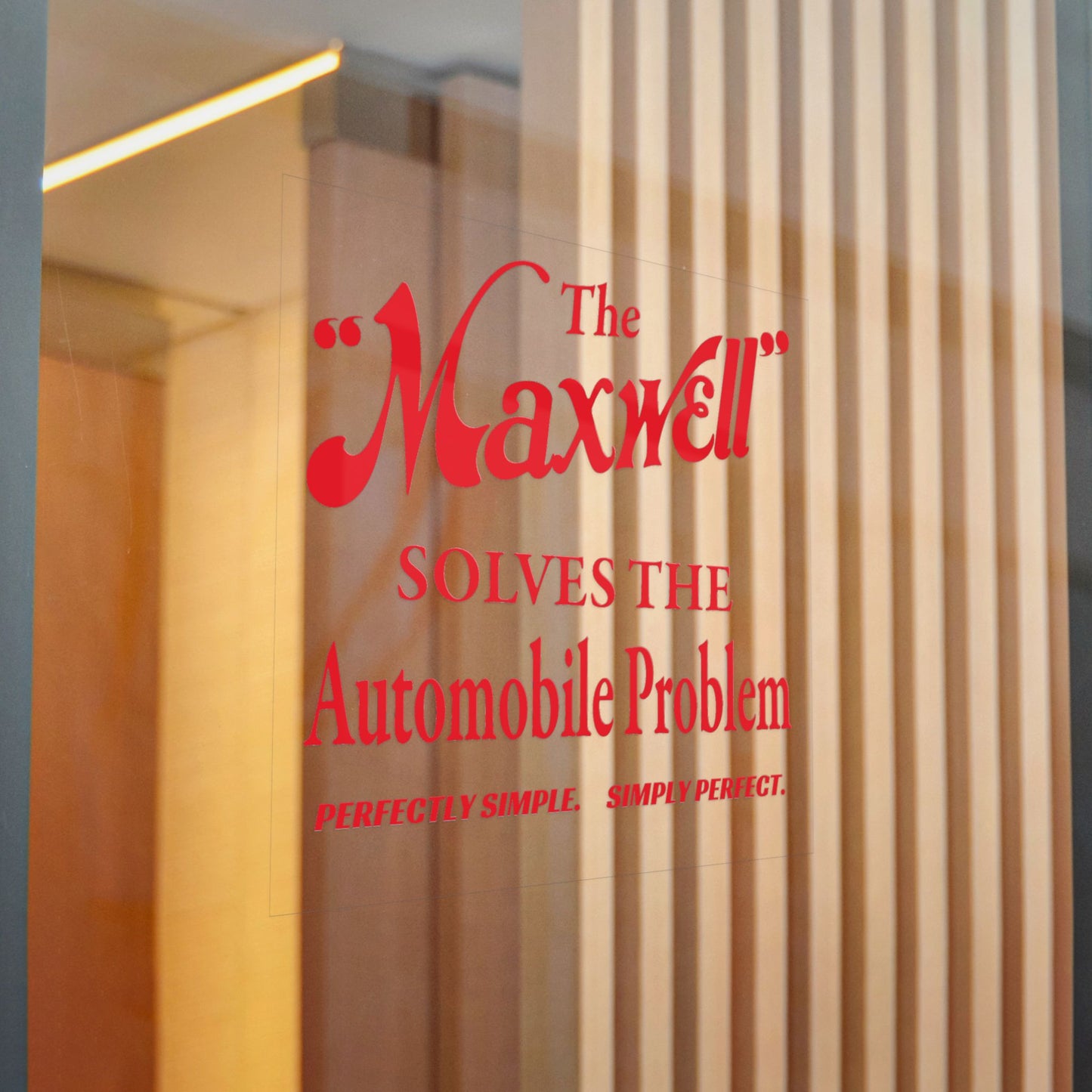 "The Maxwell" Solves the Automobile Problem — Die-Cut Sticker (Vintage Red Graphic)
