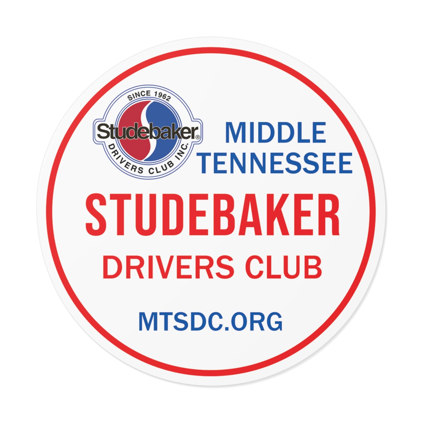 Middle Tennessee Studebaker Drivers Club Chapter Vinyl Sticker — Great for Windshields!