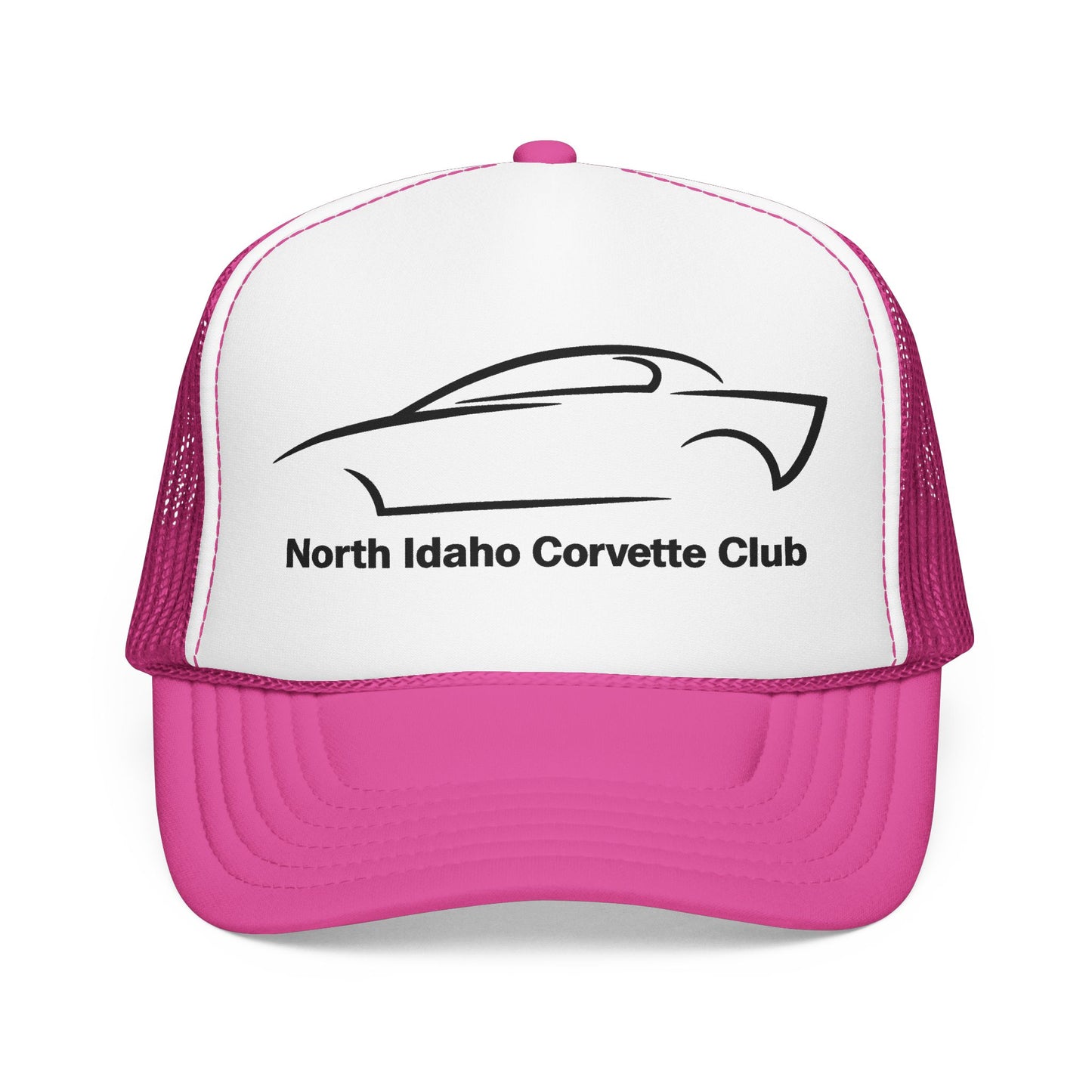 North Idaho Corvette Club Printed Trucker Hat – Classic Car Outline Foam Cap