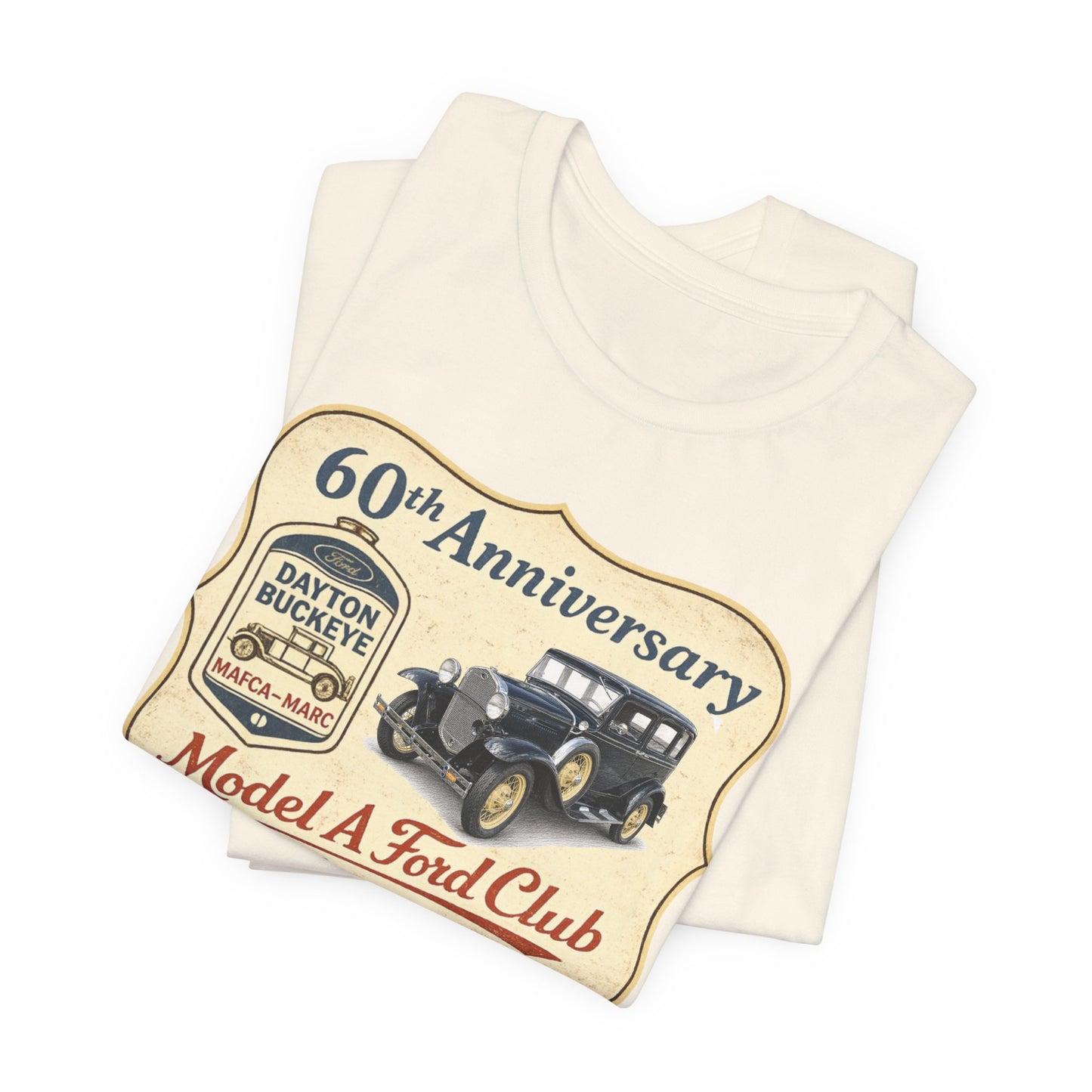 Dayton Buckeye Model A Ford Club 60th Anniversary Tee (LTG) - Unisex Jersey Short Sleeve Tee