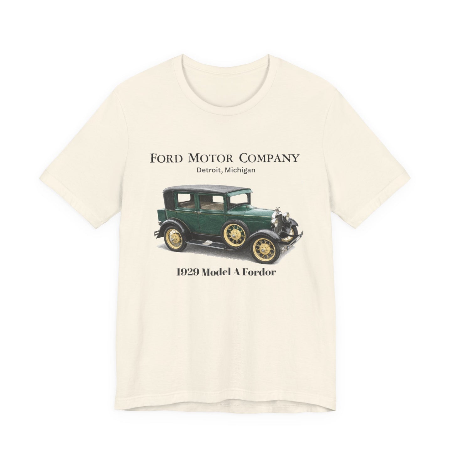 1929 Ford Model A Fordor Tee – Ford Motor Company Retro Car Shirt (French Lick)