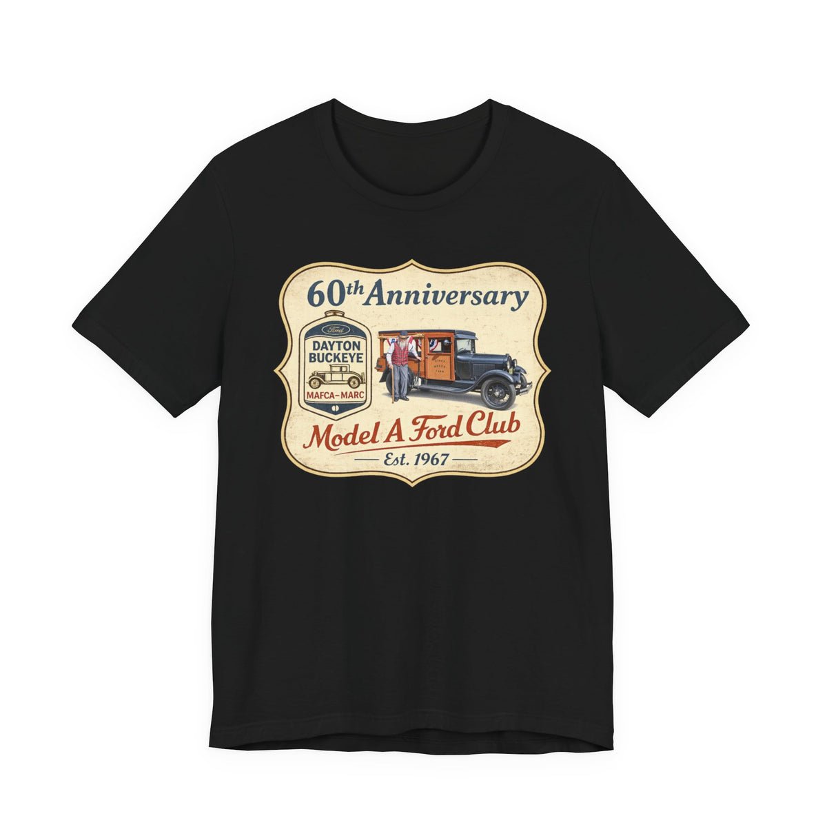 Dayton Buckeye Model A Ford Club 60th Anniversary Tee (Piney Wood Farm) - Unisex Soft Short Sleeve Tee