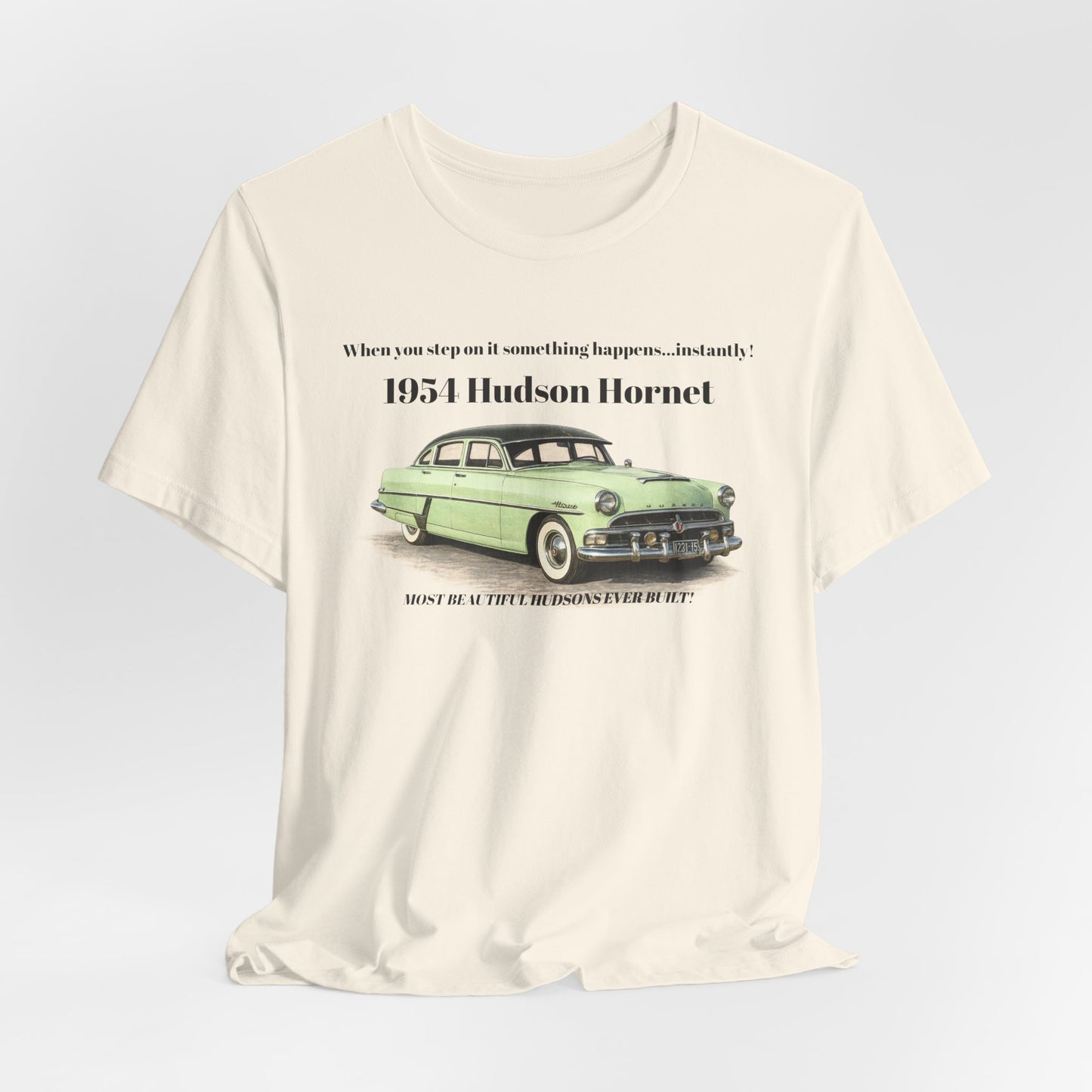 1954 Hudson Hornet Vintage Car Tee — Retro Classic Car Graphic T-Shirt (JF)