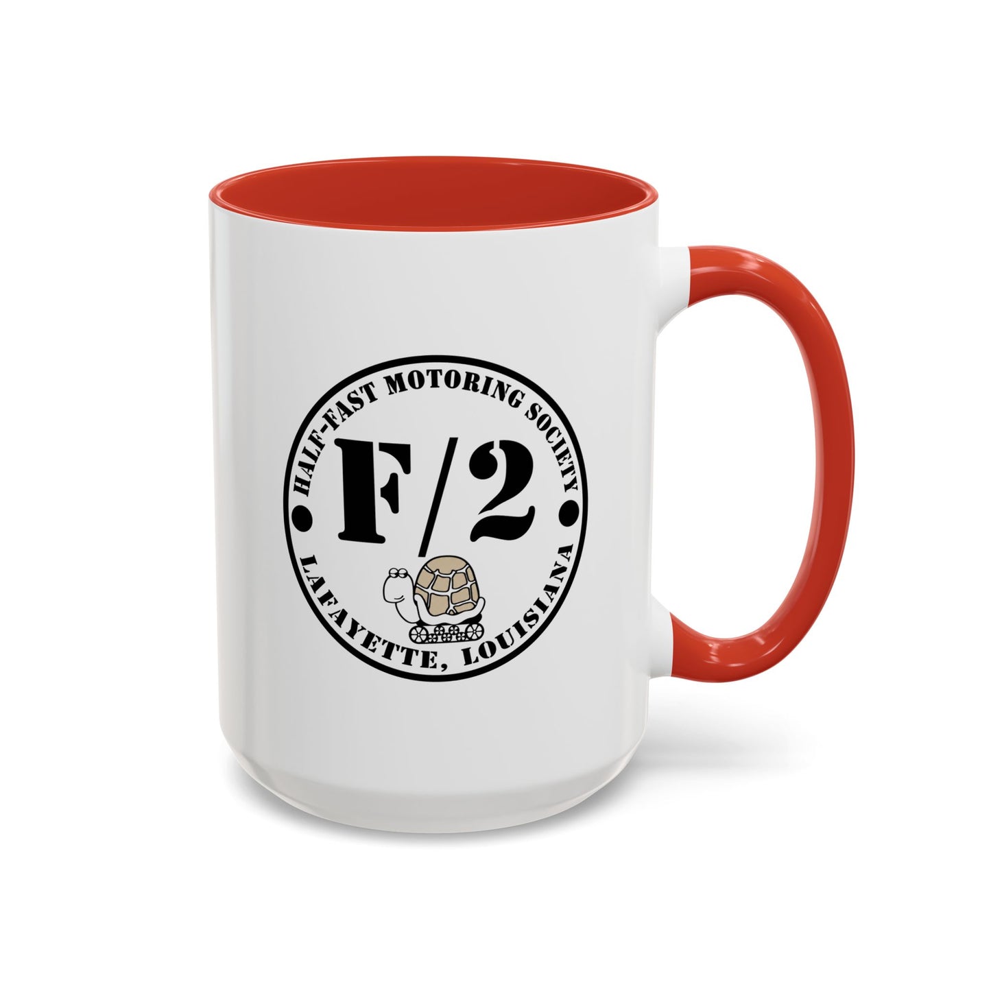 F/2 Half-Fast Motoring Society Accent Coffee Mug — Lafayette, Louisiana Emblem (11/15oz)