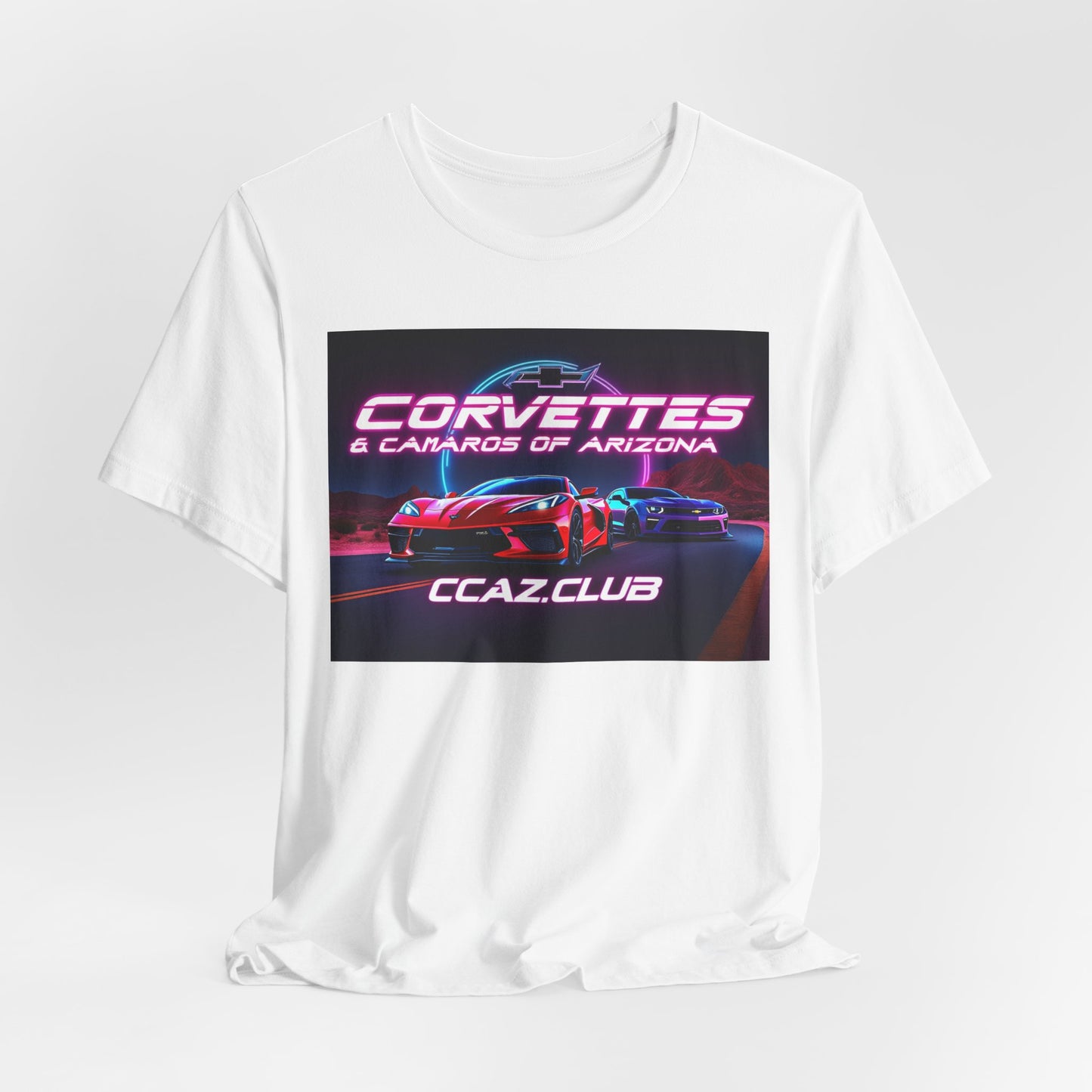 Corvettes & Camaros of Arizona Tee — CCAZ Club Retro Neon Car Shirt