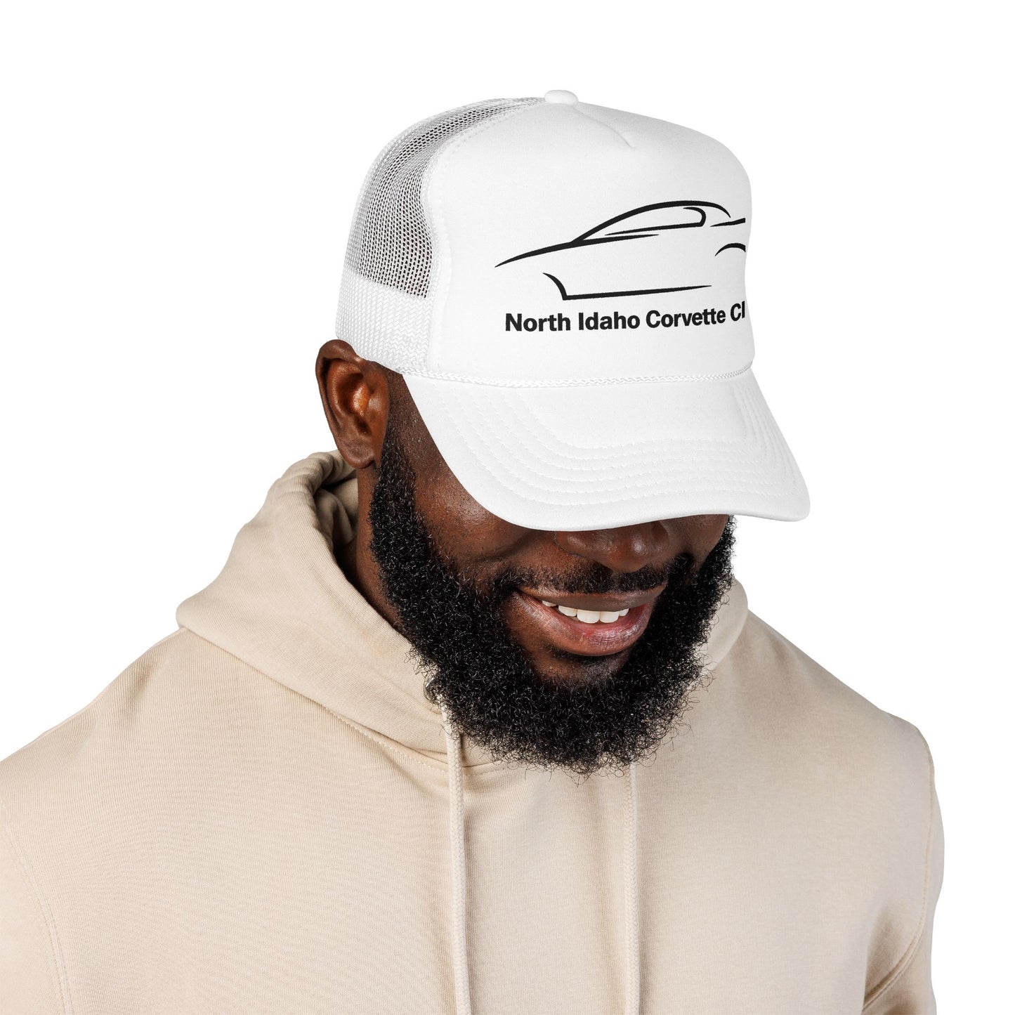 North Idaho Corvette Club Printed Trucker Hat – Classic Car Outline Foam Cap