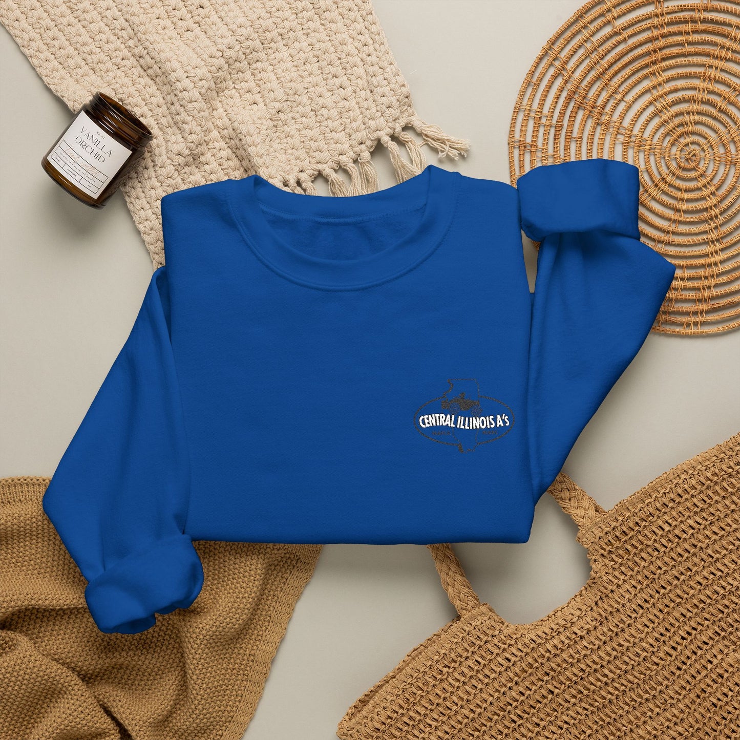 Central Illinois A's Crewneck Embroidered Sweatshirt — Small Chest Logo