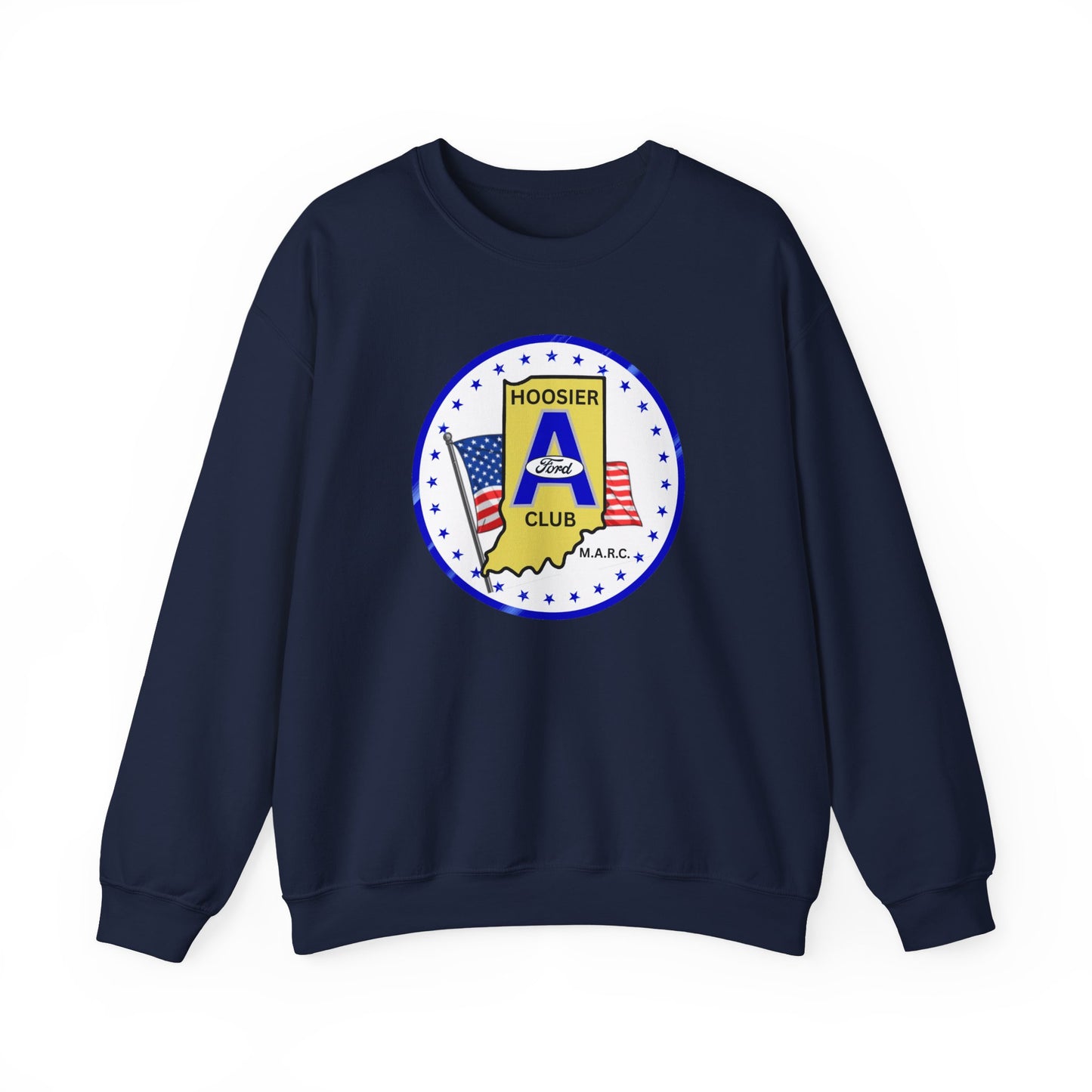 Hoosier A Ford Club Logo Sweatshirt — Indiana Flag Patch Crewneck
