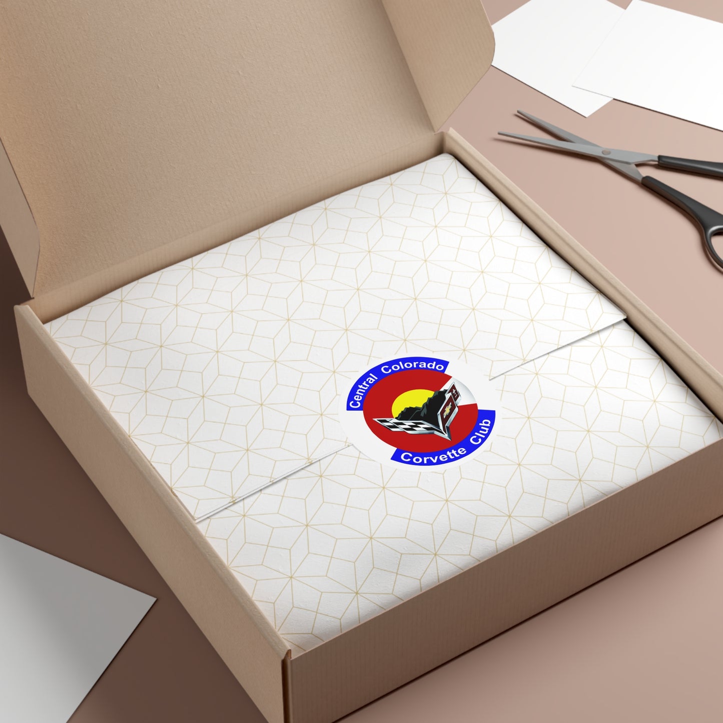 Central Colorado Corvette Club Round Vinyl Sticker — Car Club Emblem