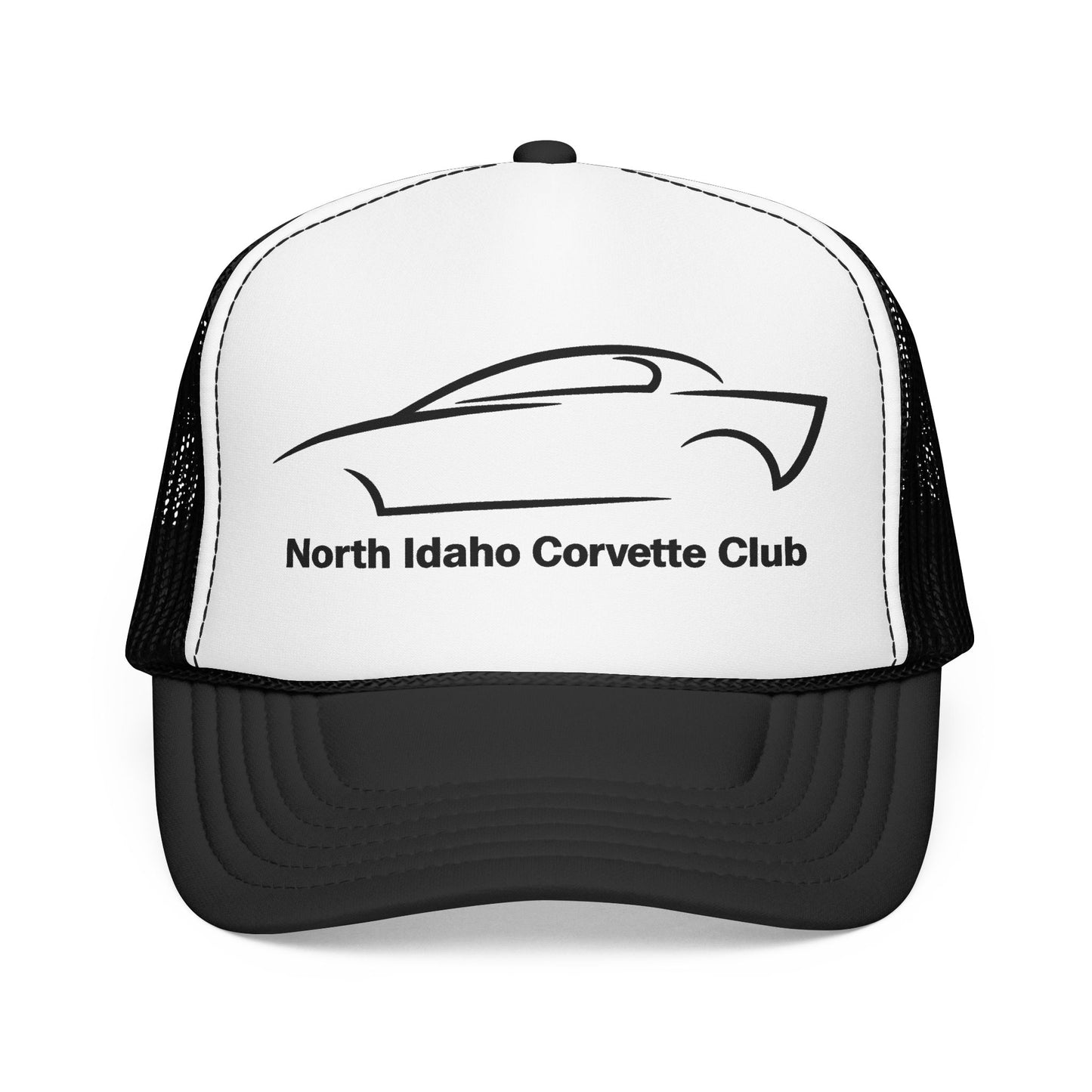 North Idaho Corvette Club Printed Trucker Hat – Classic Car Outline Foam Cap