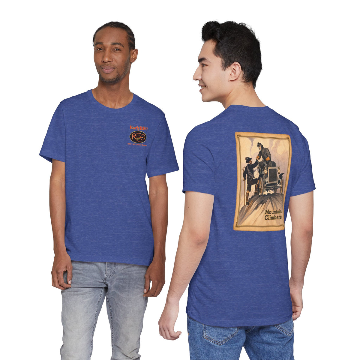 REO Lansing Michigan Mountain Climbers Tee — Unisex Soft Short Sleeve Tee
