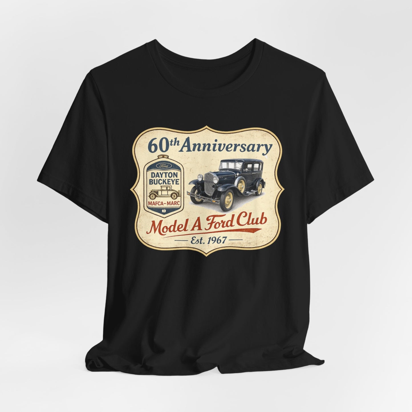 Dayton Buckeye Model A Ford Club 60th Anniversary Tee (LTG) - Unisex Jersey Short Sleeve Tee