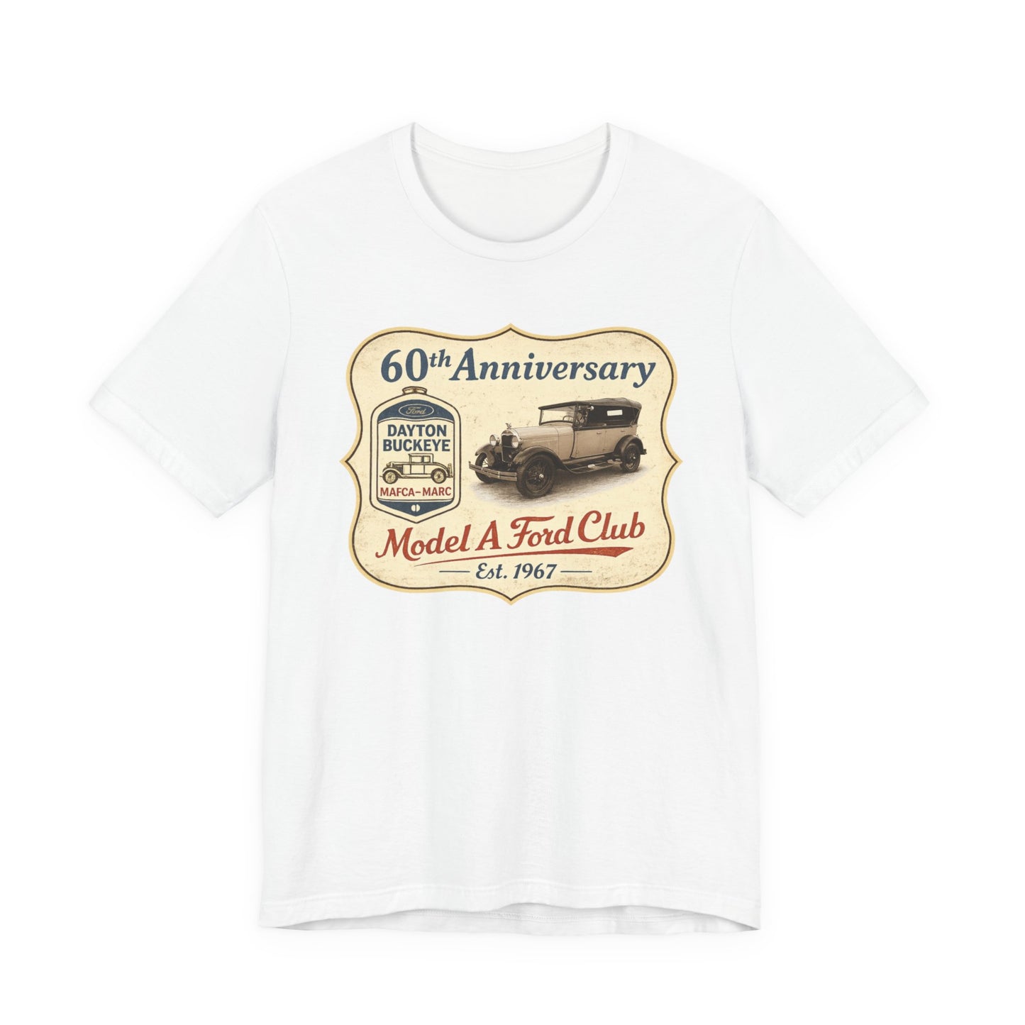 Dayton Buckeye Model A Ford Club 60th Anniversary Tee (JF) – Unisex Jersey Short Sleeve Tee