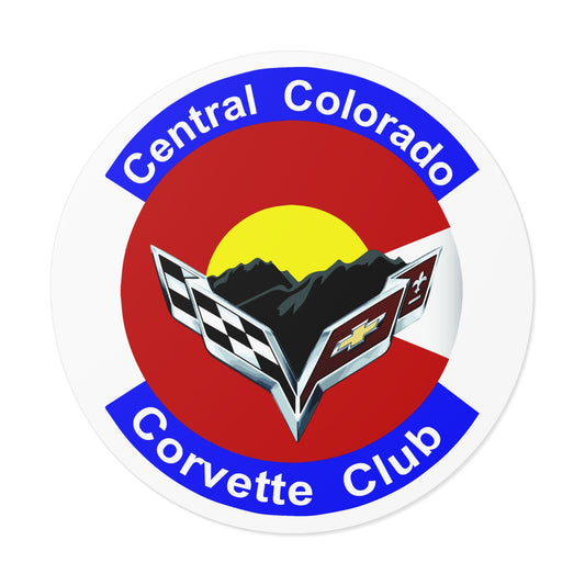 Central Colorado Corvette Club Round Vinyl Sticker — Car Club Emblem