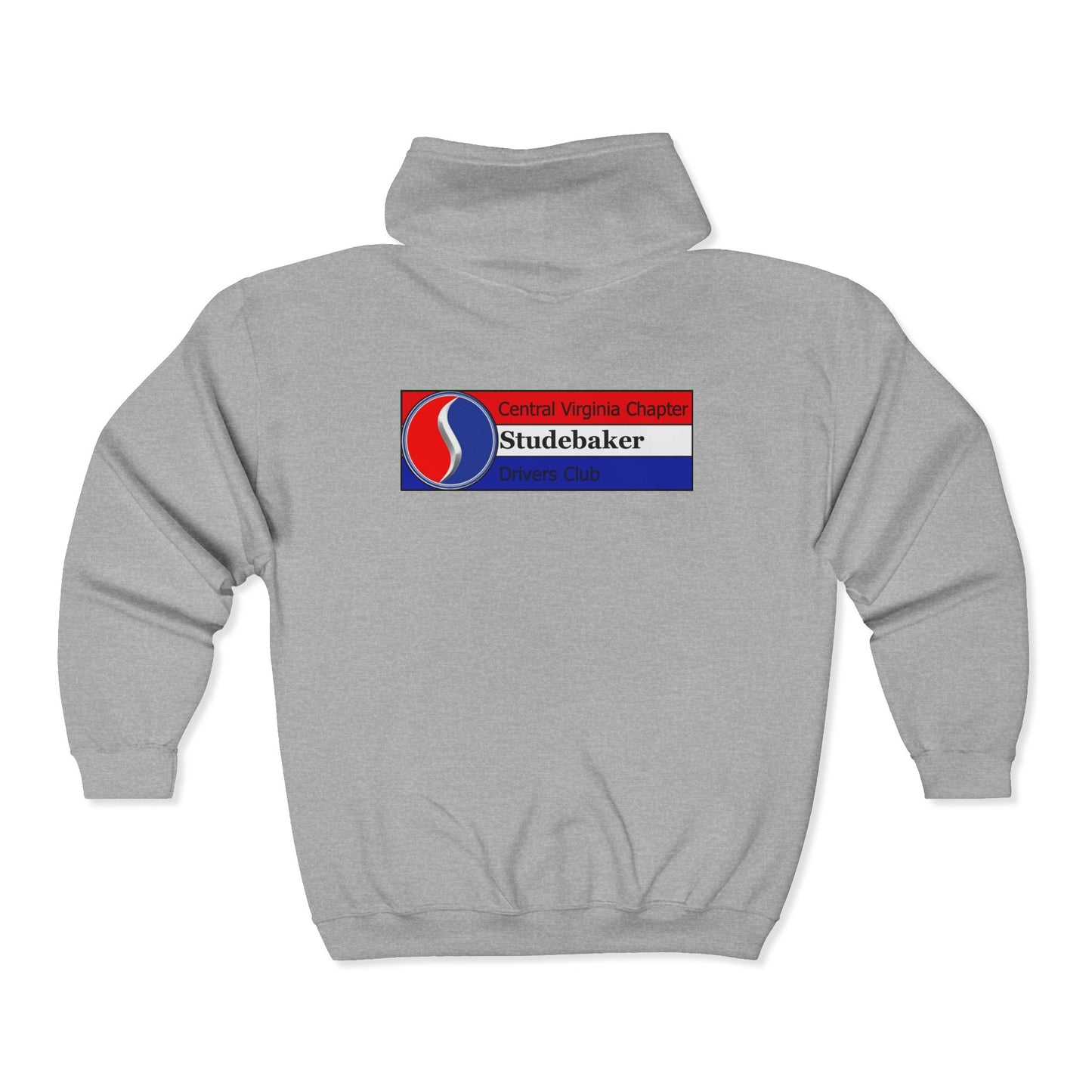 Central Virginia Chapter Studebaker Drivers Club Printed Zip Hoodie — Logo on Front and Back