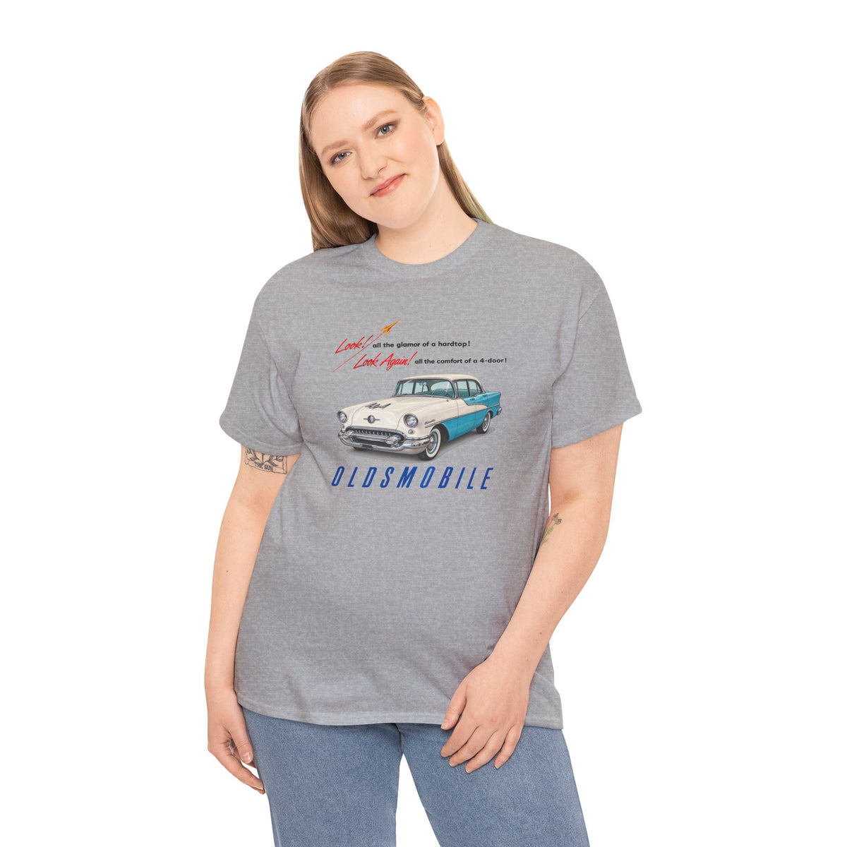 Oldsmobile Retro 1950s Cruiser Graphic T-Shirt - Unisex Heavy Cotton Tee (TeresaT)