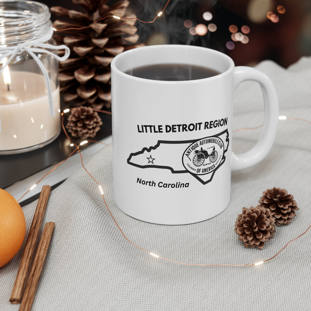 North Carolina Little Detroit Region Mug – Antique Automobile Club Logo 11oz