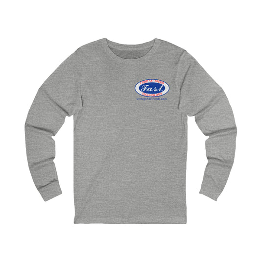 F.a.s.t. Ford "A" Speed Technology (front & back logo) Unisex Jersey Long Sleeve Tee - Classic Car Enthusiast Shirt