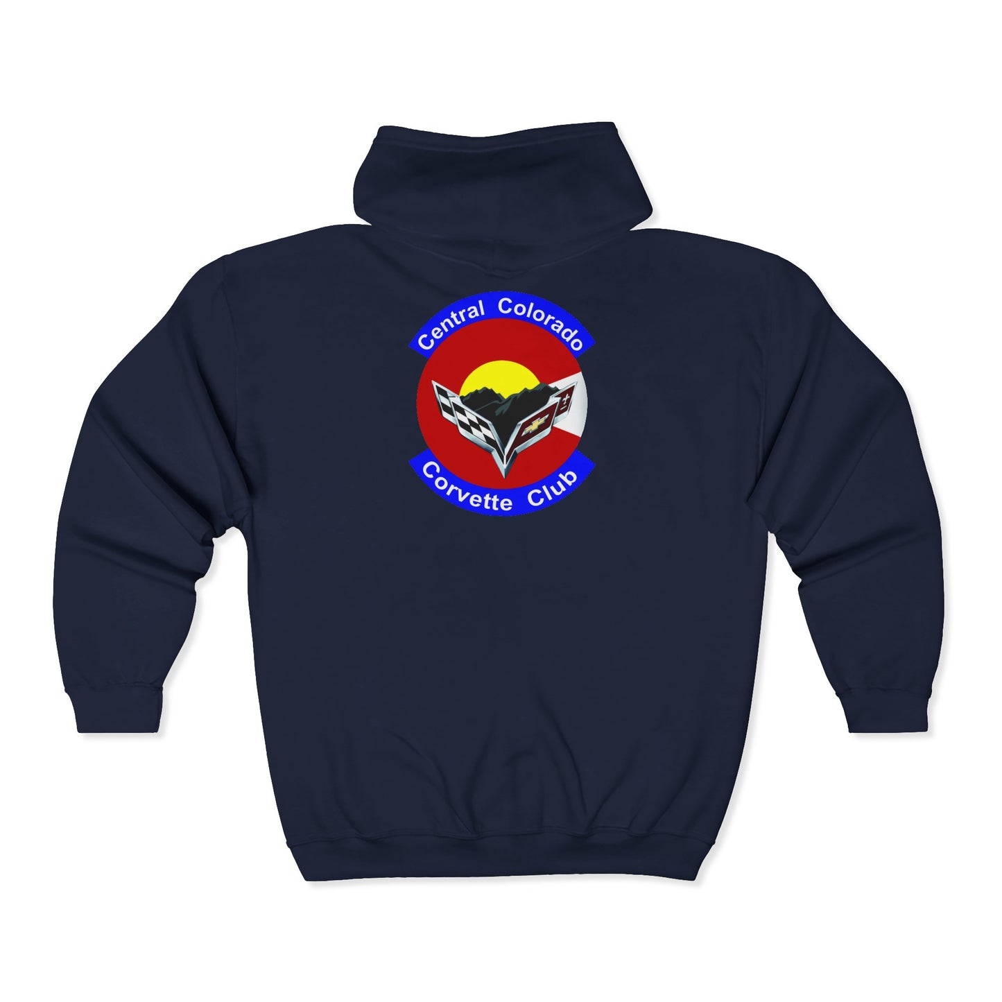 Central Colorado Corvette Club Zip Hoodie — Front and Back Logos