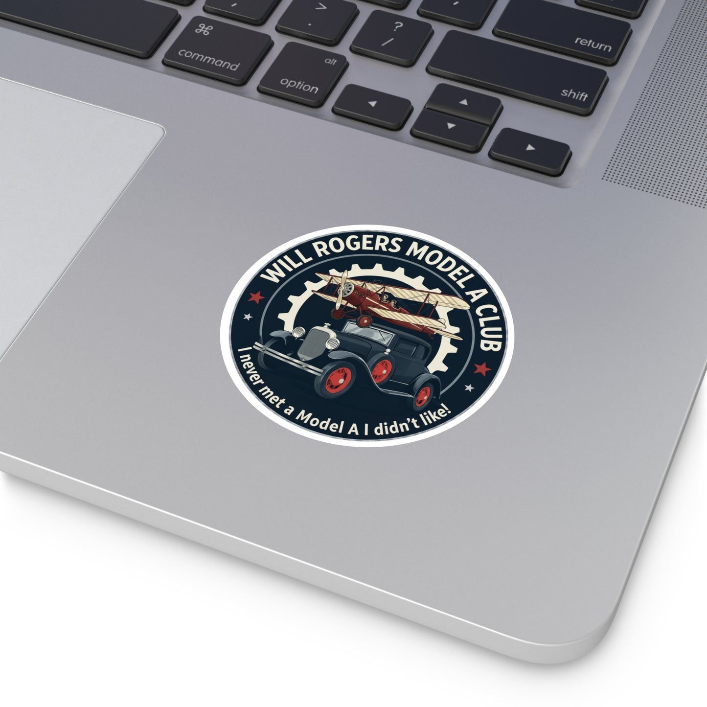 Will Rogers Model A Club Round Vinyl Sticker — Great for your Model A windshield!