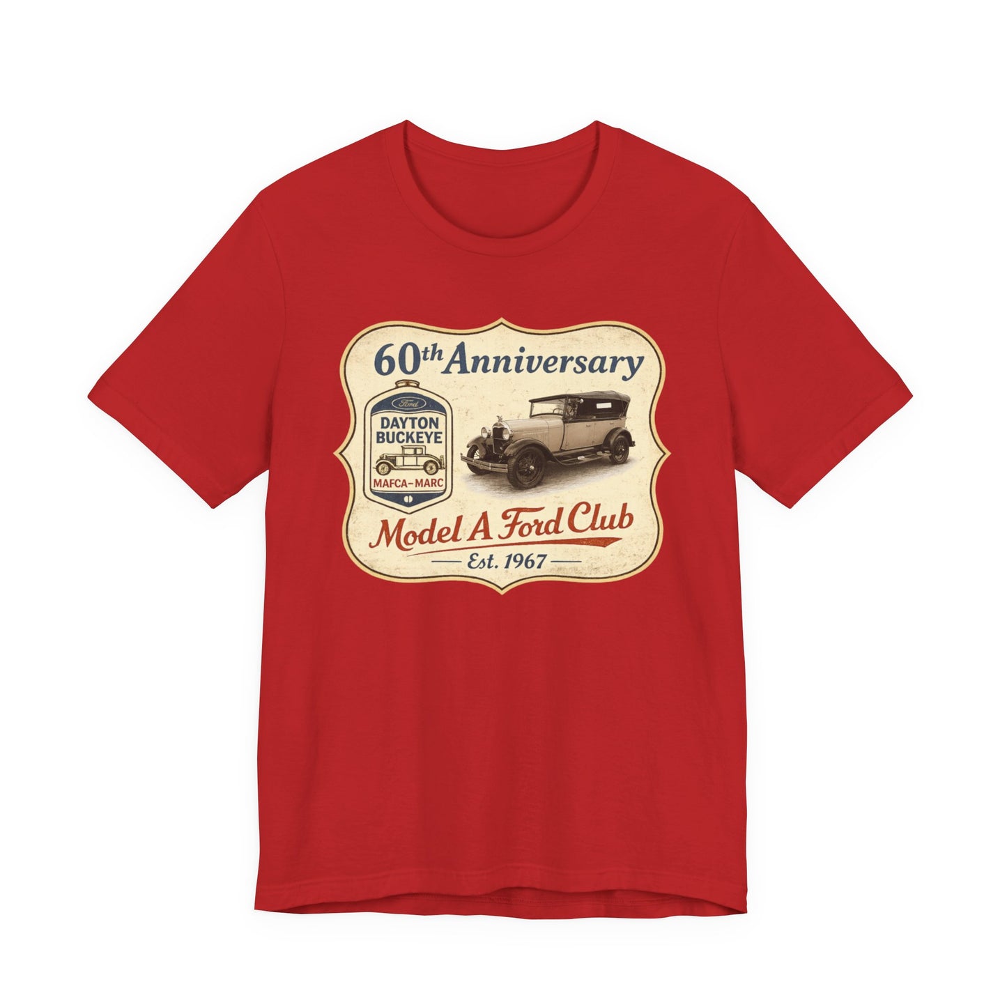 Dayton Buckeye Model A Ford Club 60th Anniversary Tee (JF) – Unisex Jersey Short Sleeve Tee