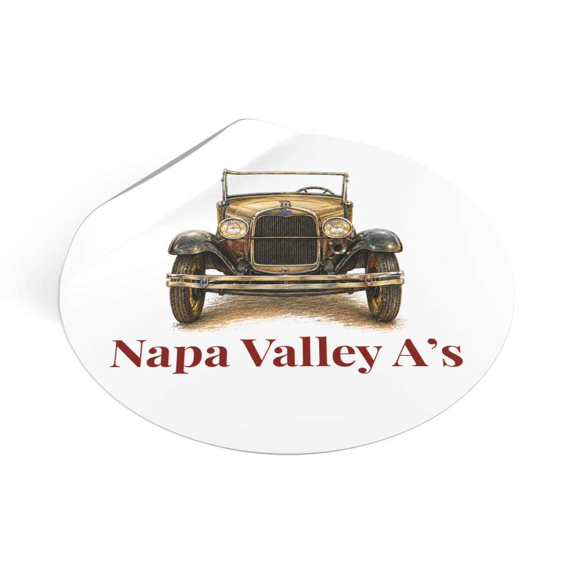 Napa Valley A's Round Vinyl Sticker — Great for Windshields!