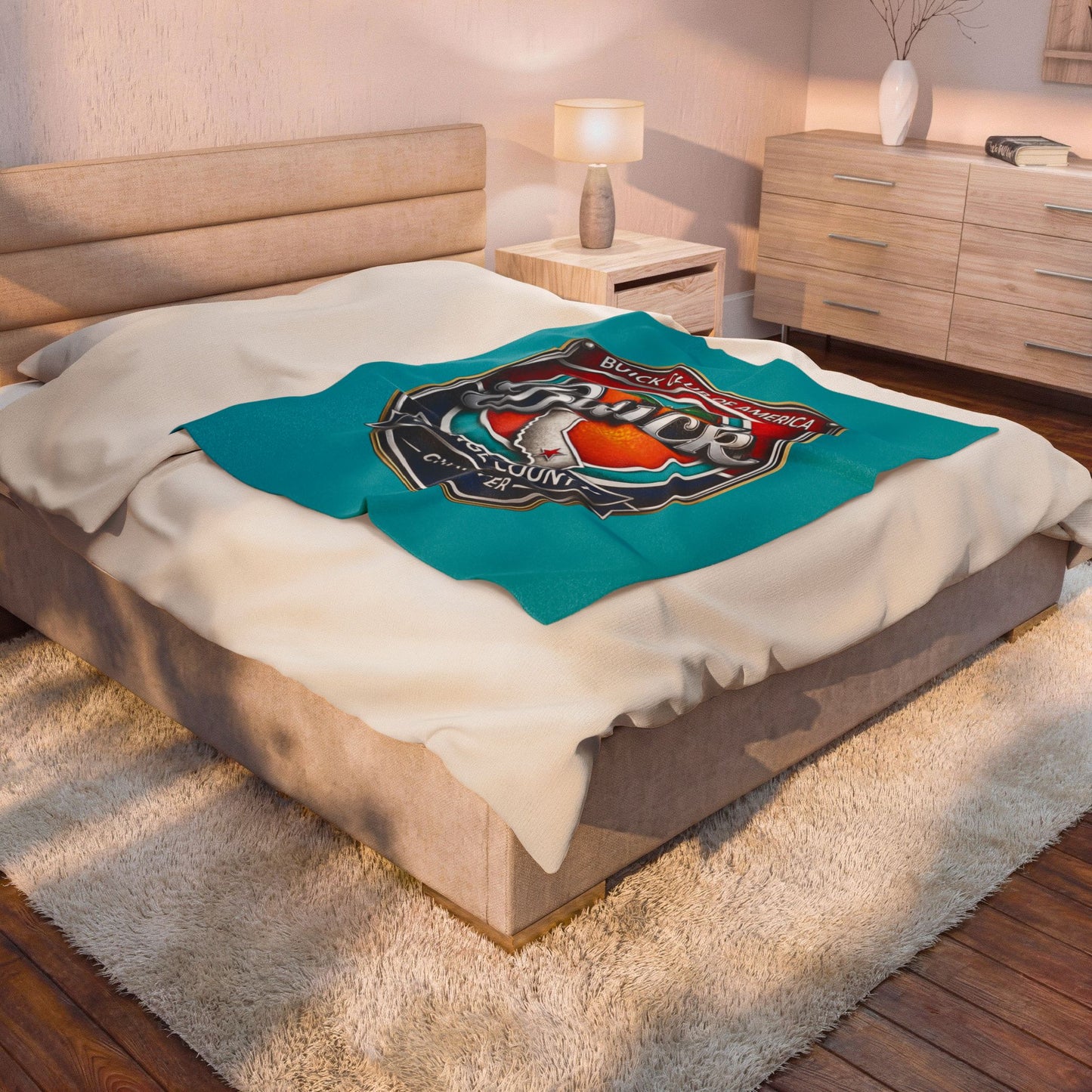 Buick Orange County Chapter Velveteen Plush Blanket – Buick Club of America Logo Throw