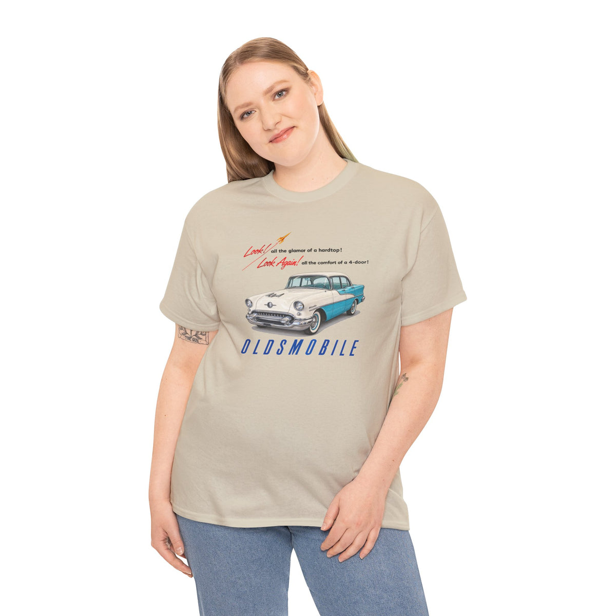 Oldsmobile Retro 1950s Cruiser Graphic T-Shirt - Unisex Heavy Cotton Tee (TeresaT)