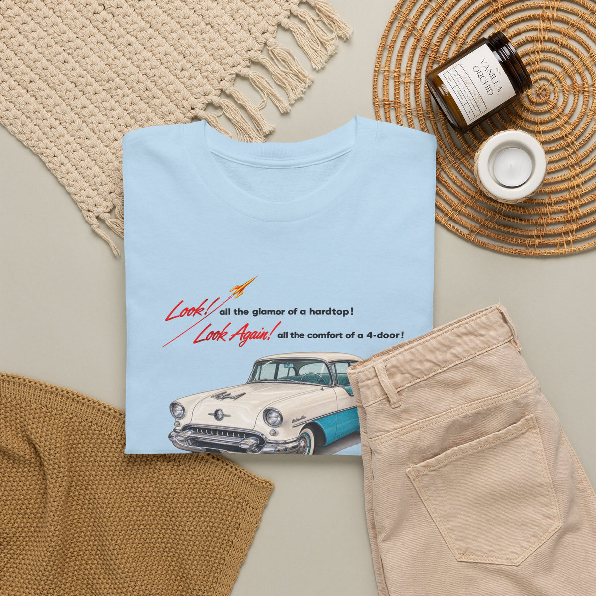 Oldsmobile Retro 1950s Cruiser Graphic T-Shirt - Unisex Heavy Cotton Tee (TeresaT)