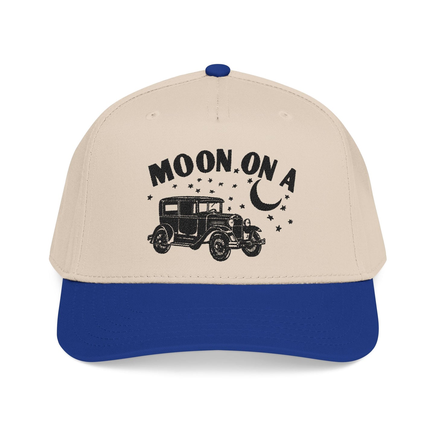 Moon On A - Embroidered Mid Profile Baseball Cap