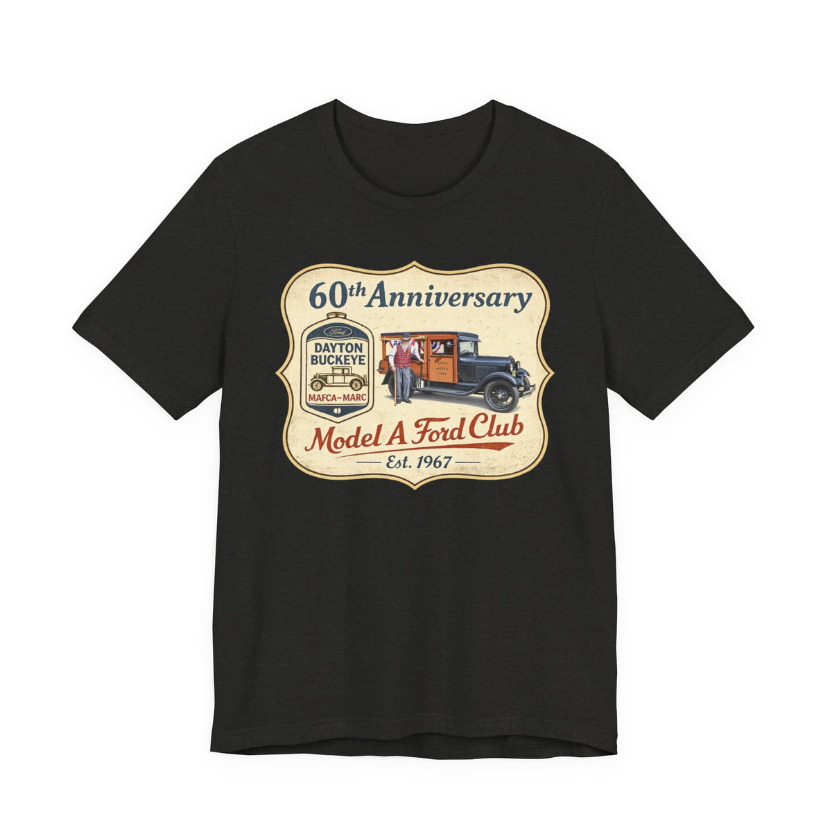 Dayton Buckeye Model A Ford Club 60th Anniversary Tee (Piney Wood Farm) - Unisex Soft Short Sleeve Tee