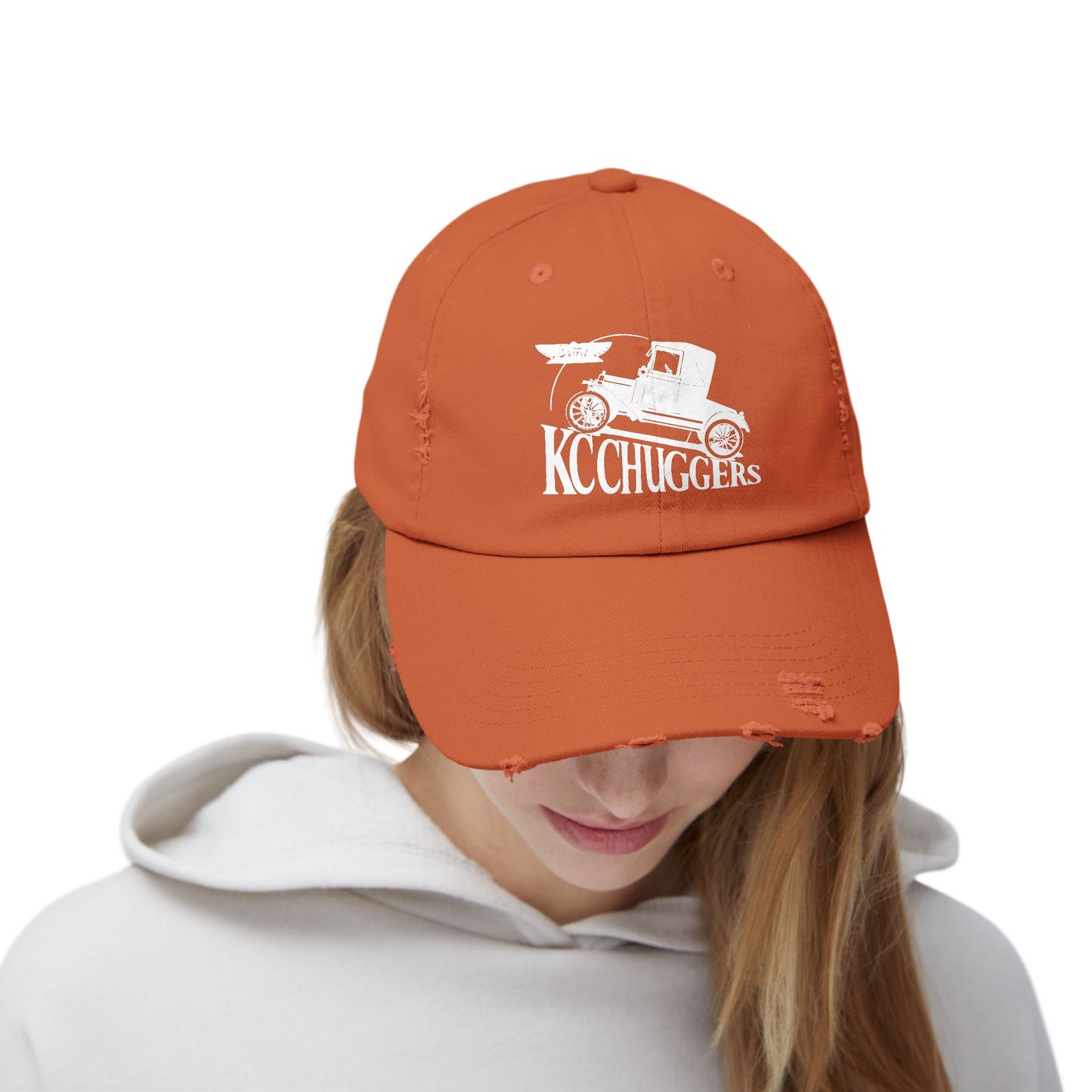 Distressed Logo Cap — KC Chuggers Vintage-Style Black Baseball Hat
