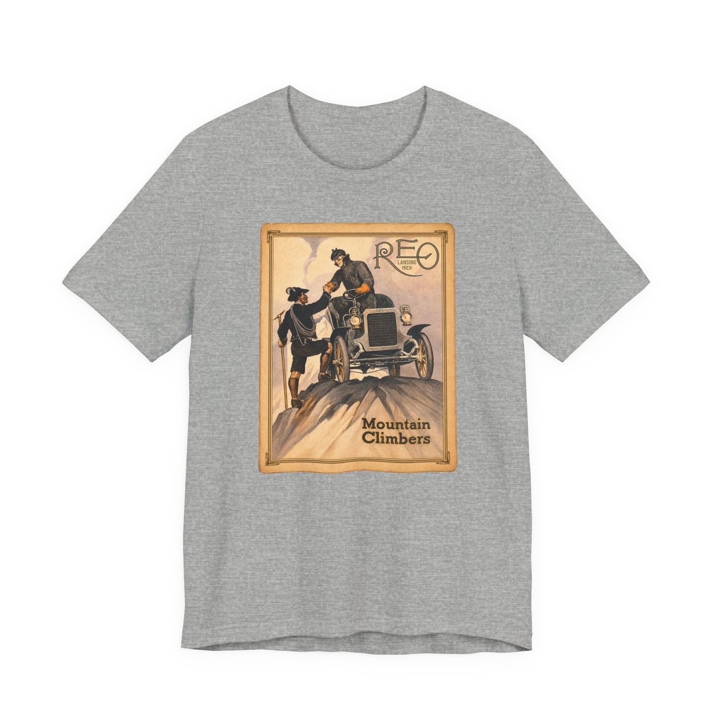REO Lansing Michigan Mountain Climbers T-Shirt - Unisex Soft Short Sleeve Tee