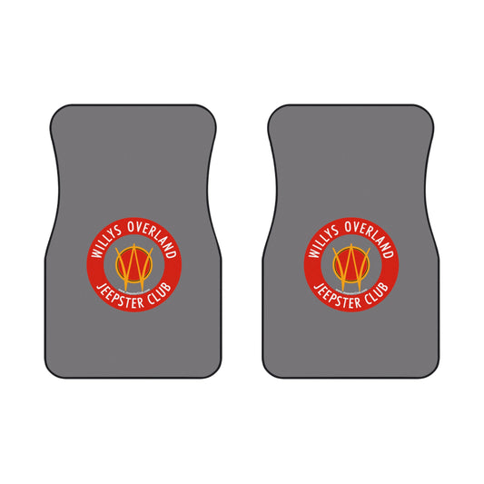 Willys Overland Jeepster Club Front Car Floor Mats — Custom Gray Logo Set (2)