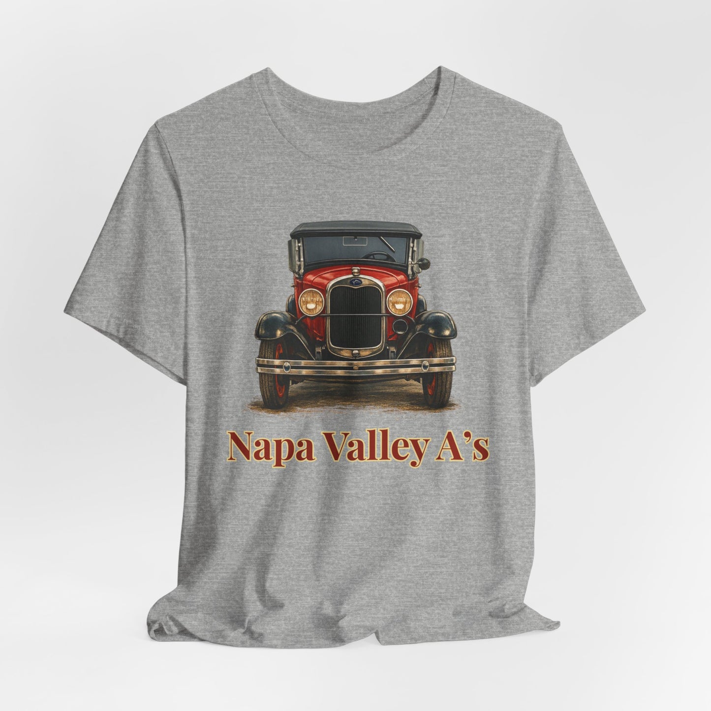 Napa Valley A's Red Vintage Car T-Shirt — Napa Valley A's Classic Automobile Tee