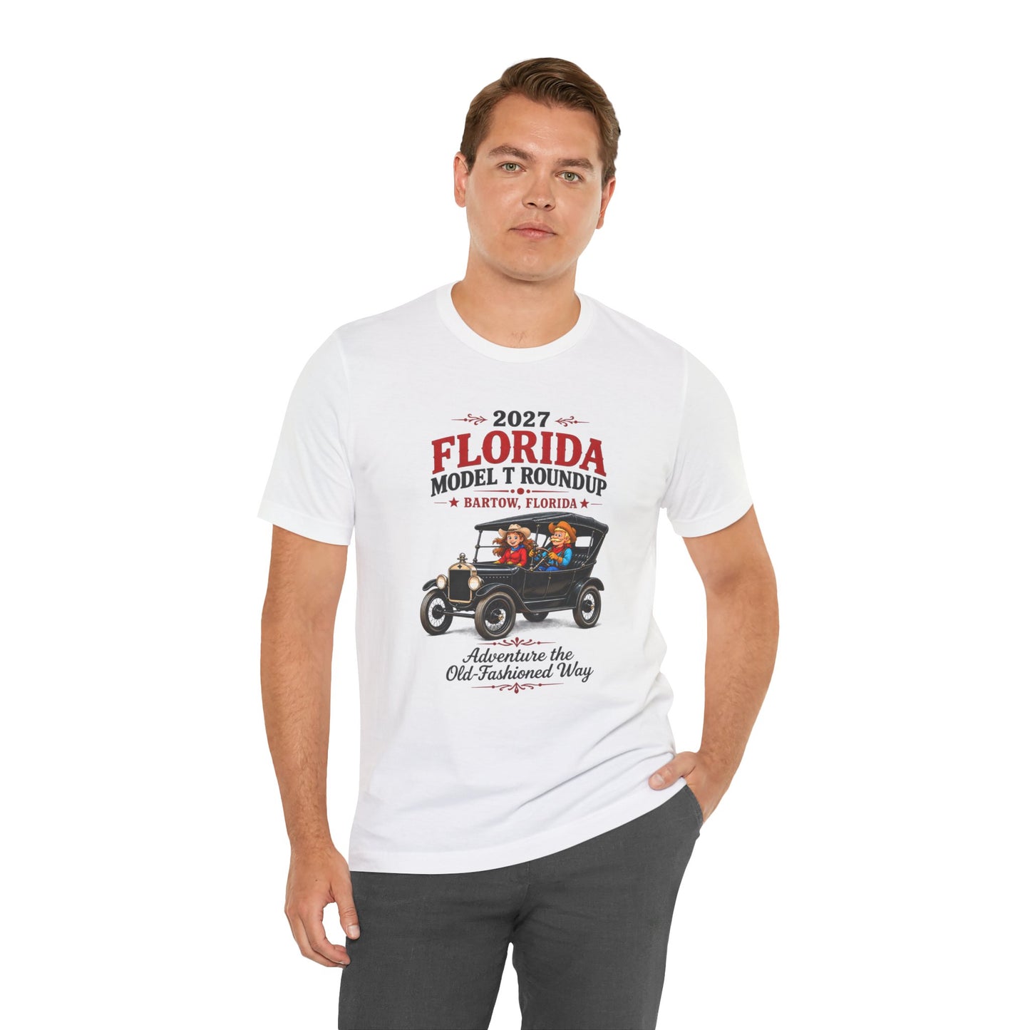 Florida Model T Roundup 2027 Soft-Style T-Shirt — Front Graphic