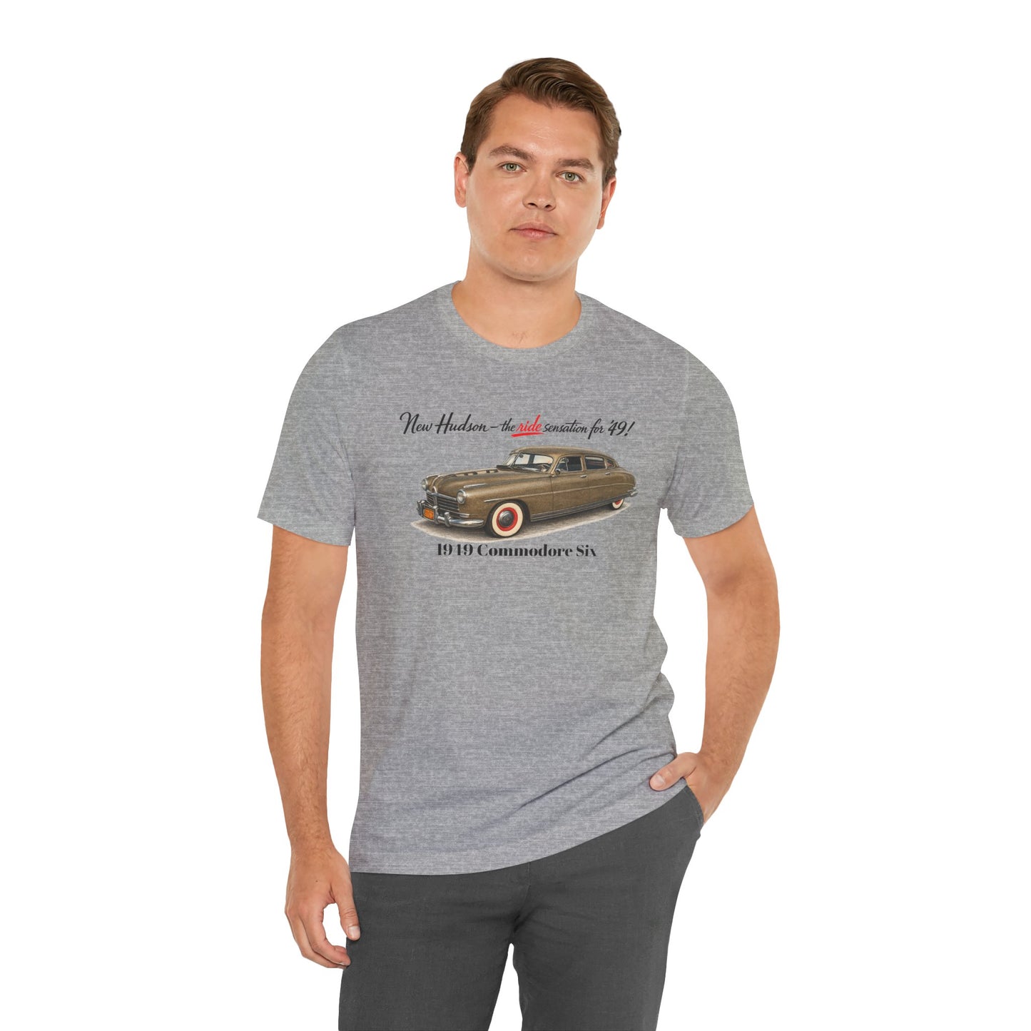 1949 Hudson Commodore Six Vintage Car T-Shirt — Unisex Jersey Short Sleeve Tee (DT)