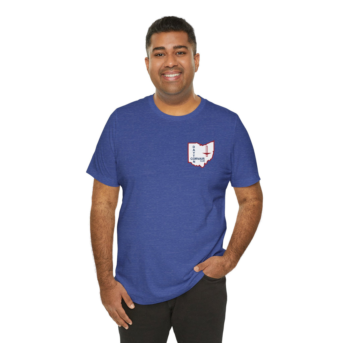 Dayton Corvair Club T-Shirt Unisex Jersey Short Sleeve Tee - Front and Back Logos