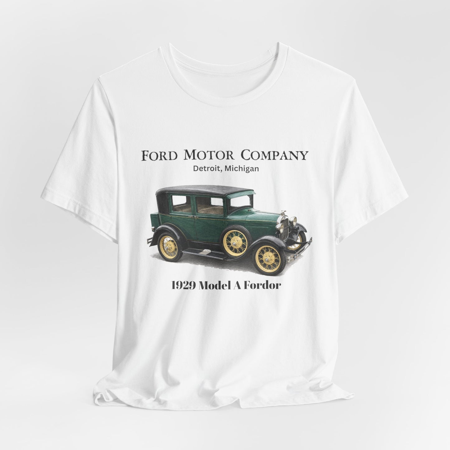 1929 Ford Model A Fordor Tee – Ford Motor Company Retro Car Shirt (French Lick)