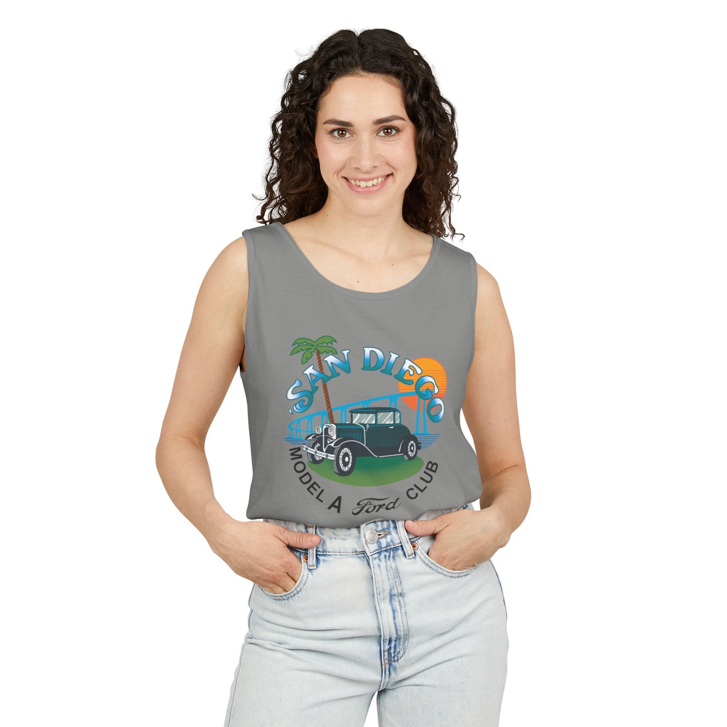 San Diego Model A Ford Club Tank Top — Unisex Garment-Dyed Tank Top
